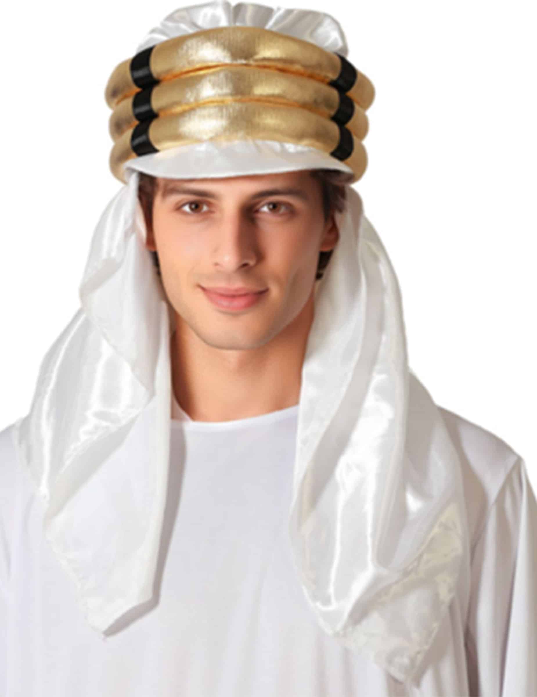 Sultan Turban Arabisch Weiss und Gold Erwachsene