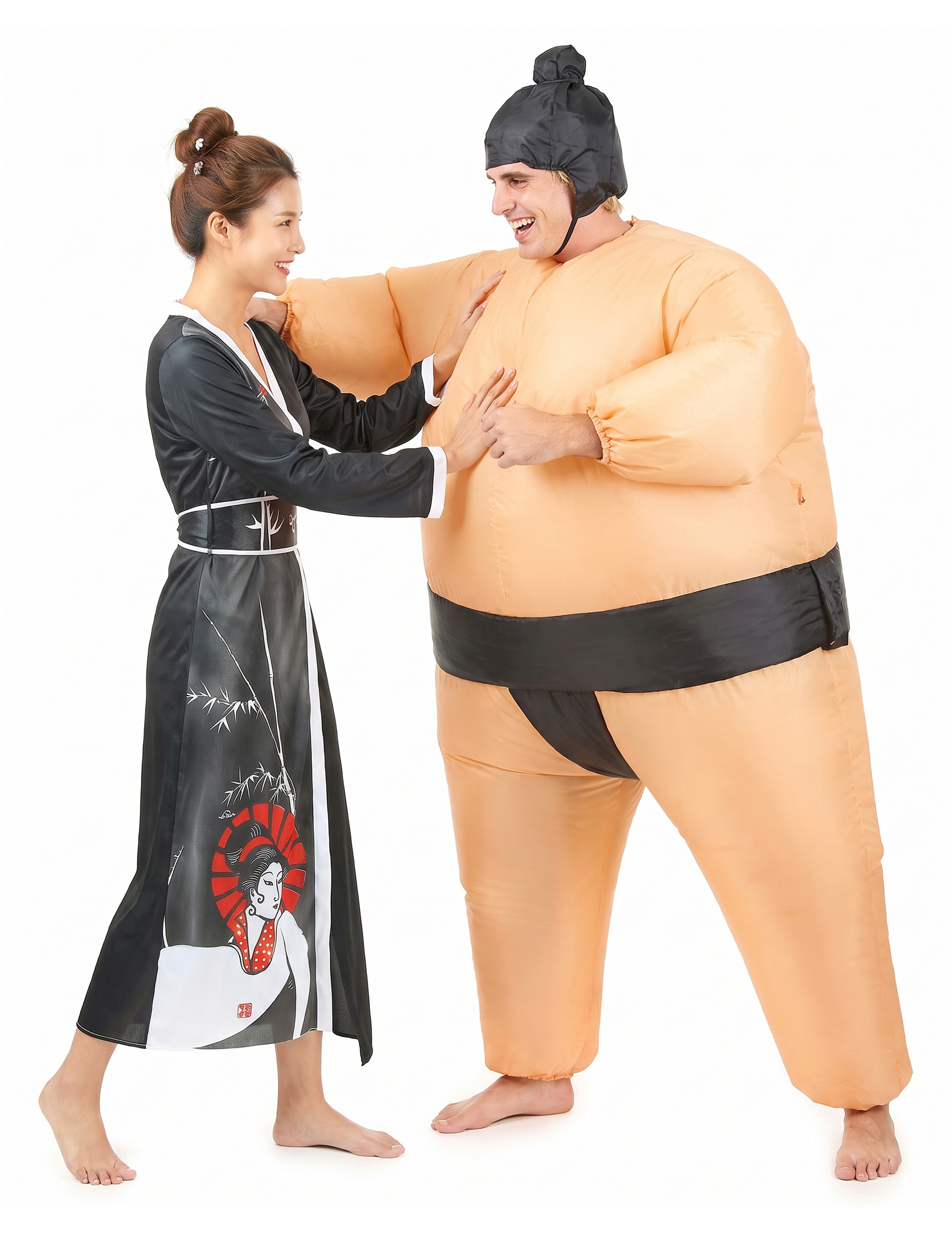 Sumo und Geisha-Paarkostüm bunt