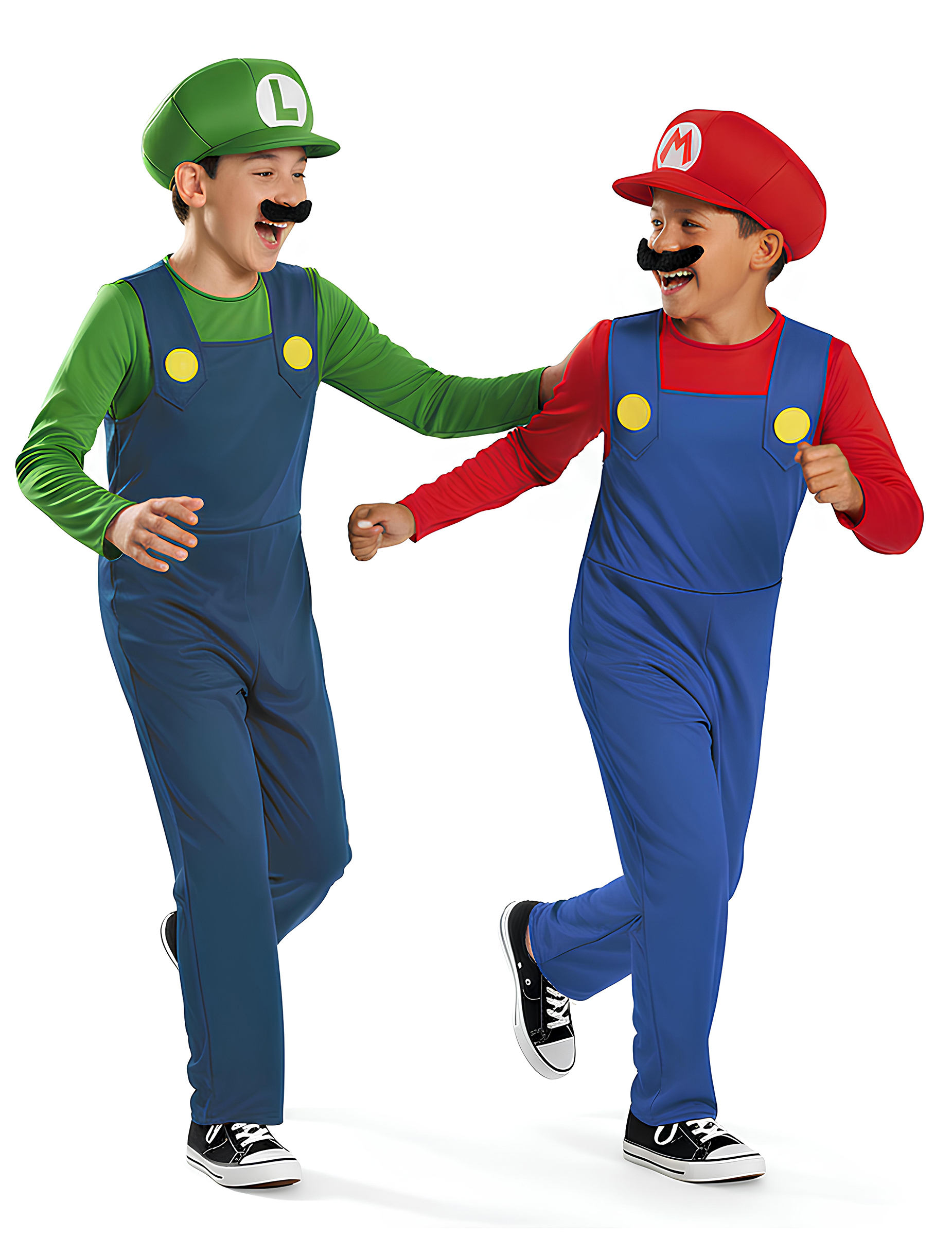 Super Mario und Luigi Paarkostüm für Kinder blau-grün-rot