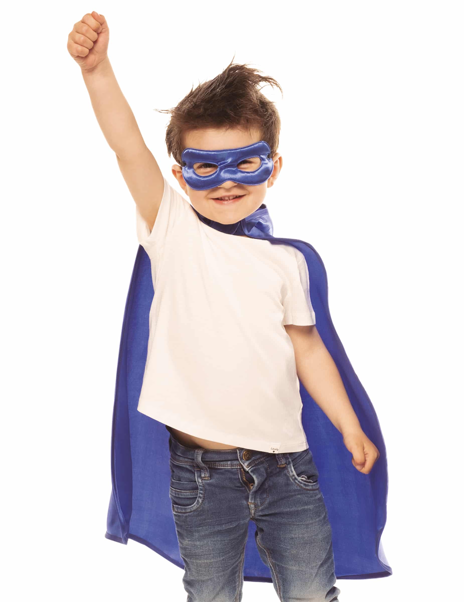 Superhelden Umhang und Maske Set für Kinder blau