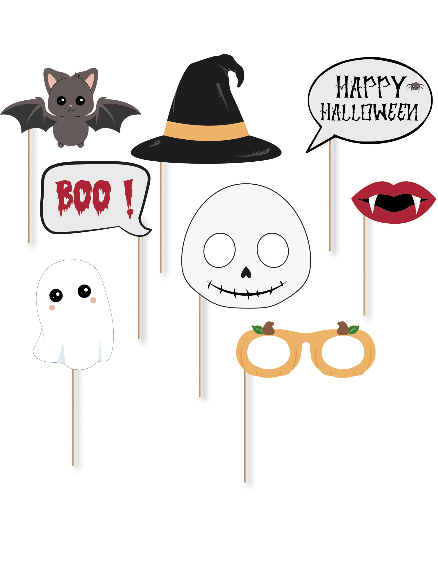 Sweety Halloween Photobooth Kit - 8 Teile für Kinder