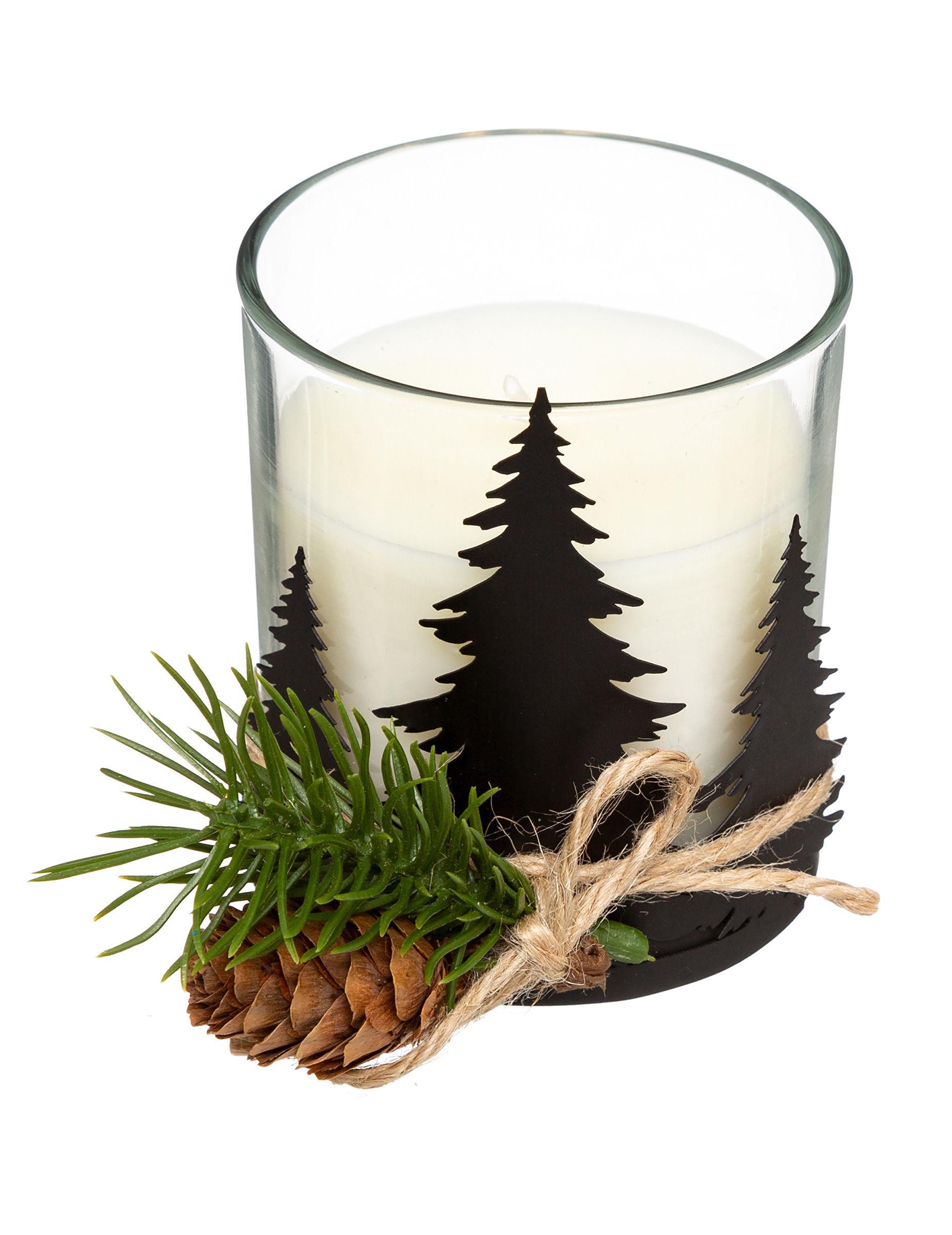 Tannenbaum-Kerzenhalter mit Kerze Weihnachts-Deko transparent-grün-braun 330 g