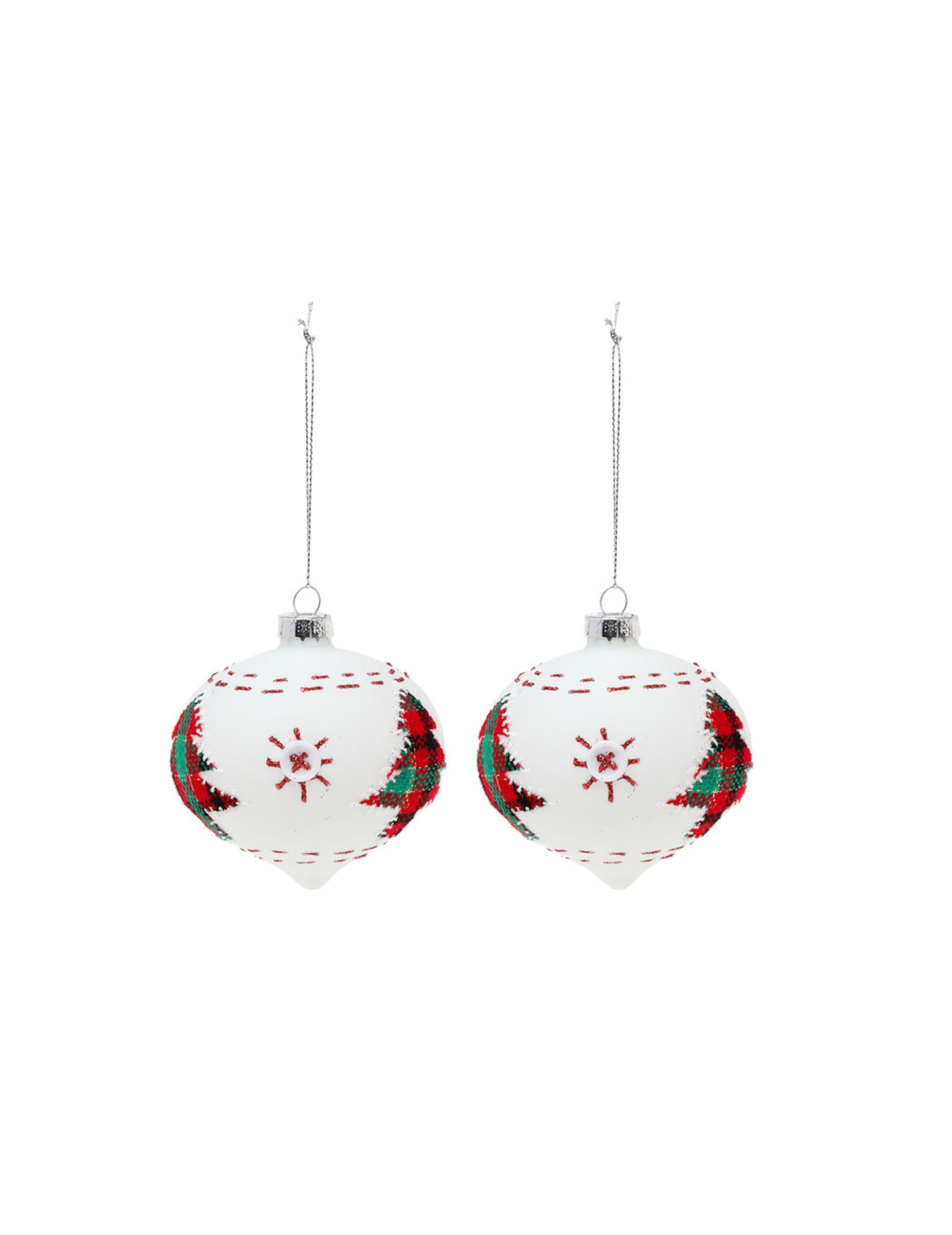 Tannenbaum Weihnachtskugeln 2 Stück weiß-rot-grün 8 cm