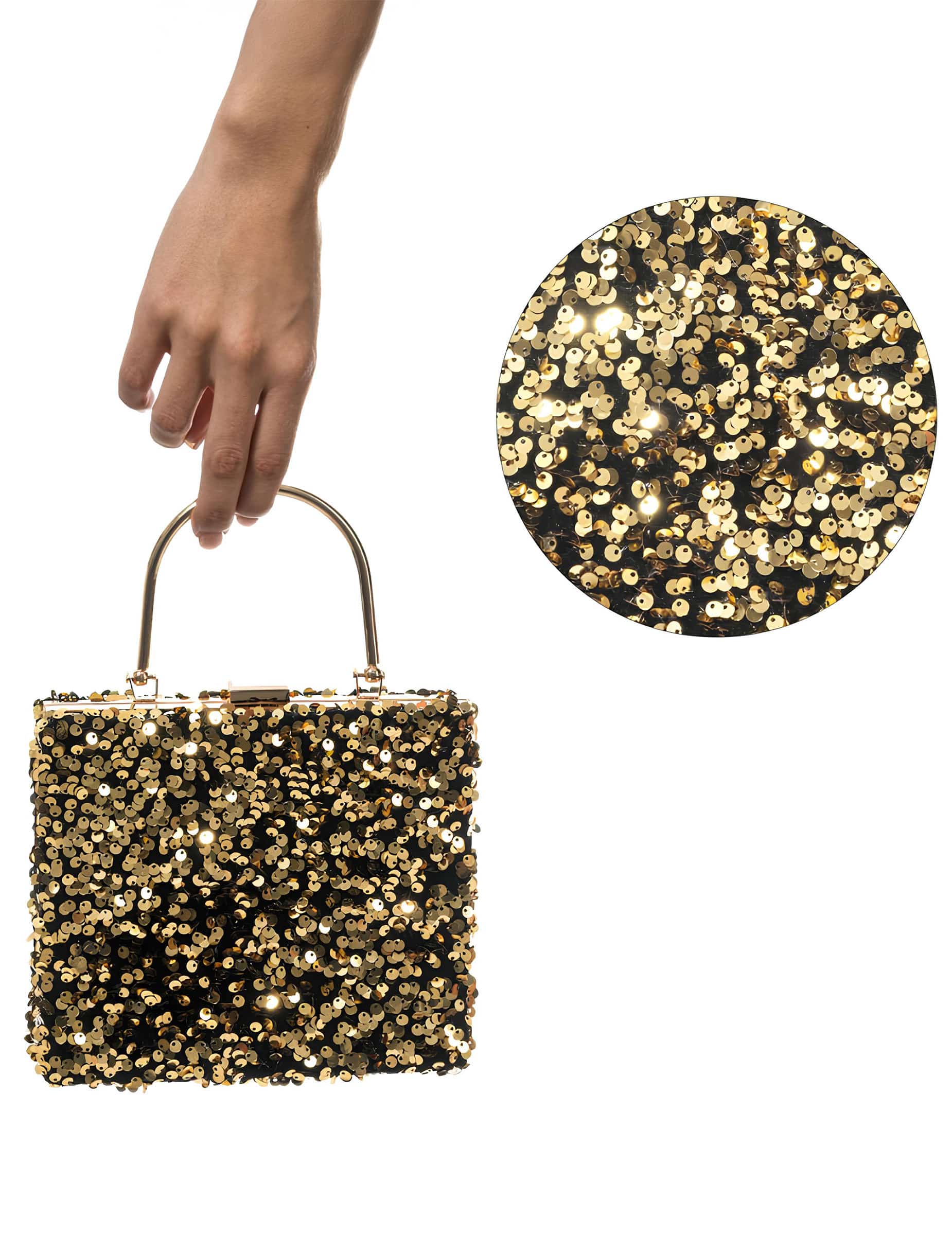 Tasche Samt Pailletten Gold – Elegante Tasche für Erwachsene