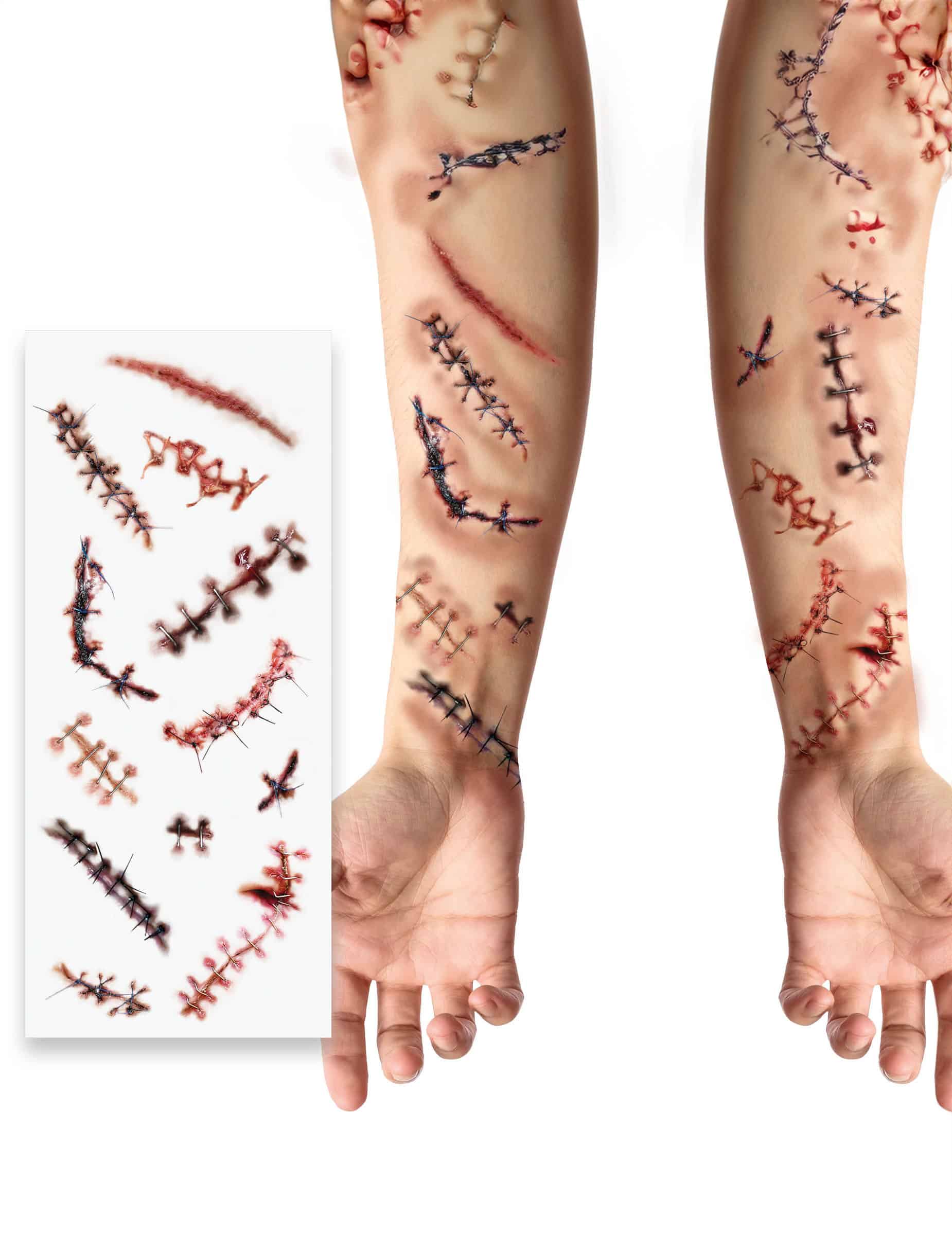 Tattoo Bogen mit Zombie Wunden und Narben