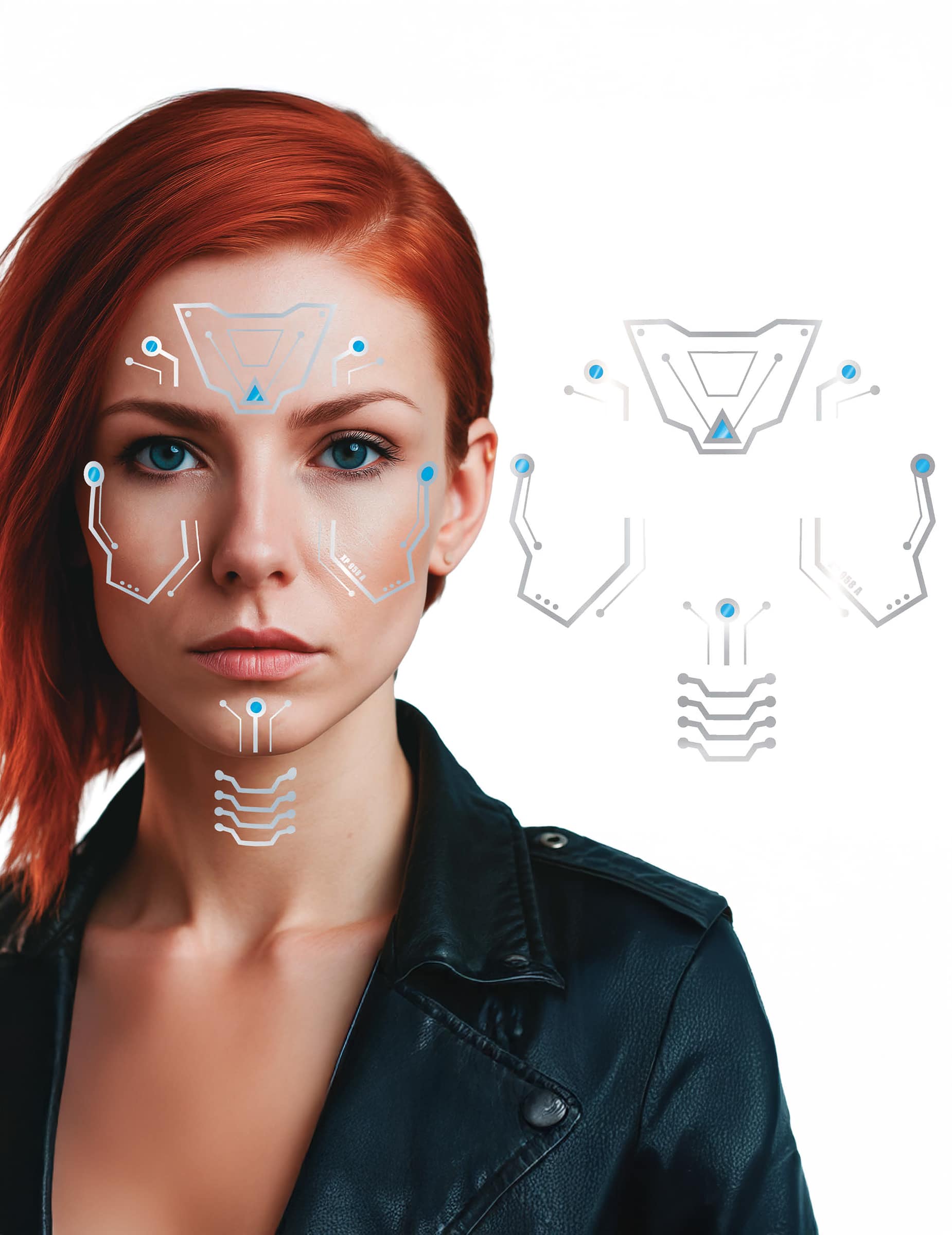Tattoo Roboter Gesicht 20 x 20 cm Bogen