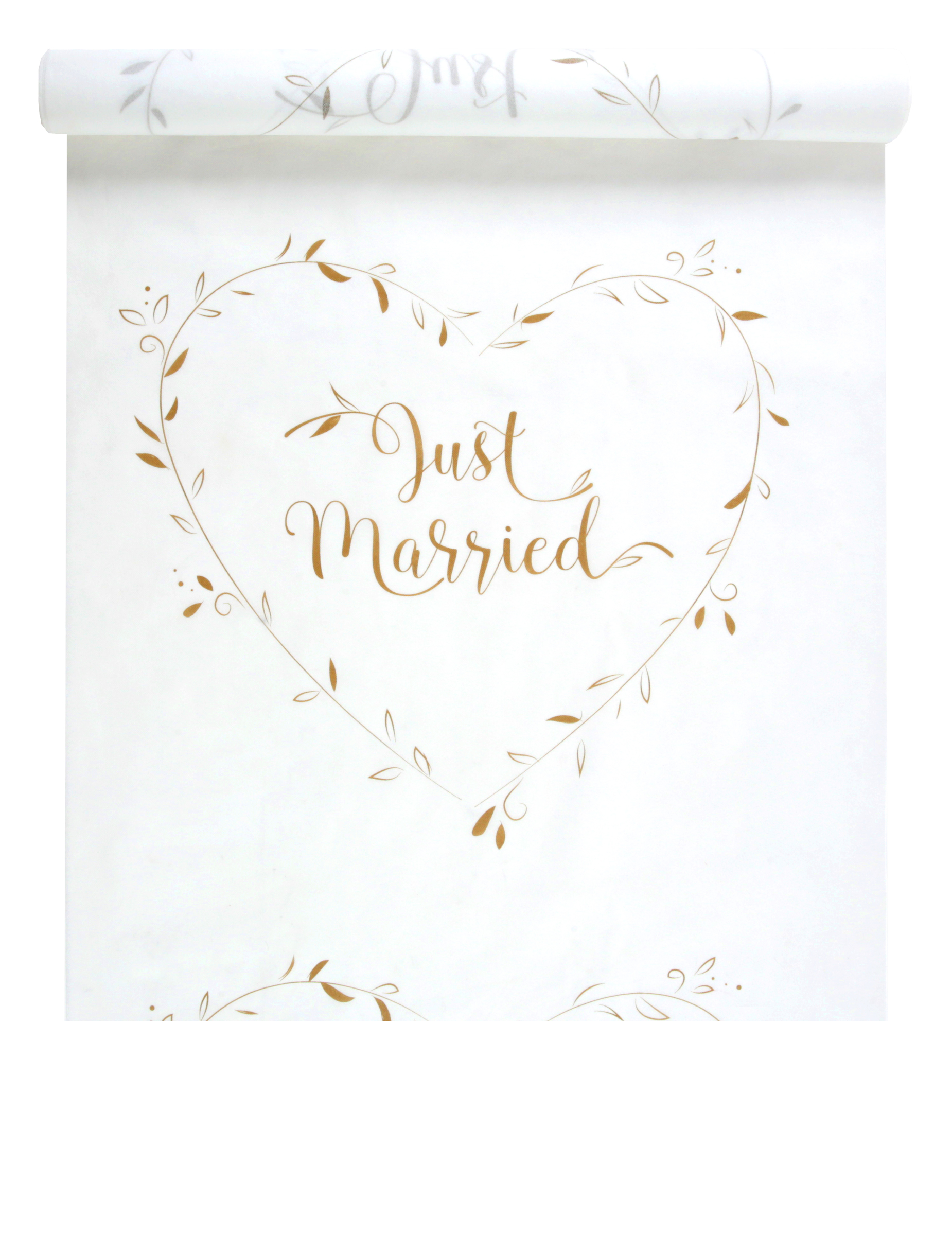 Teppichläufer Just Married Weiß Gold 10 m x 75 cm