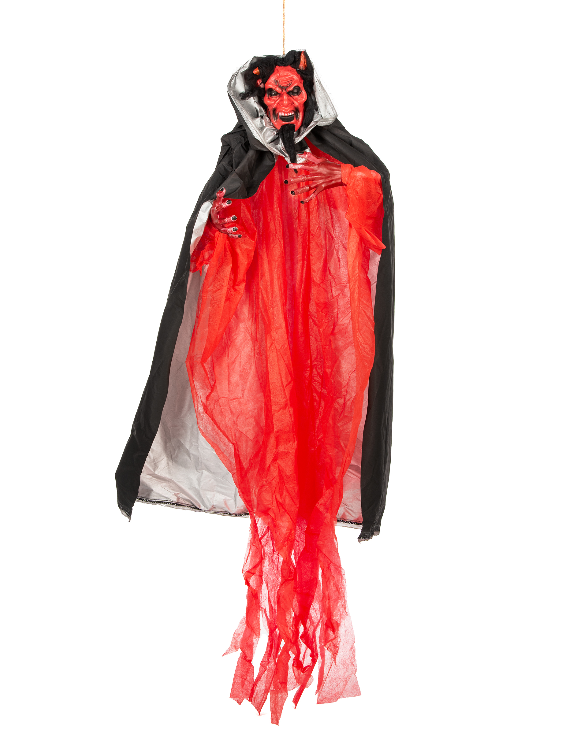 Teufel-Dekofigur animiert mit Leuchteffekt Halloween Partydeko rot-schwarz 190 cm