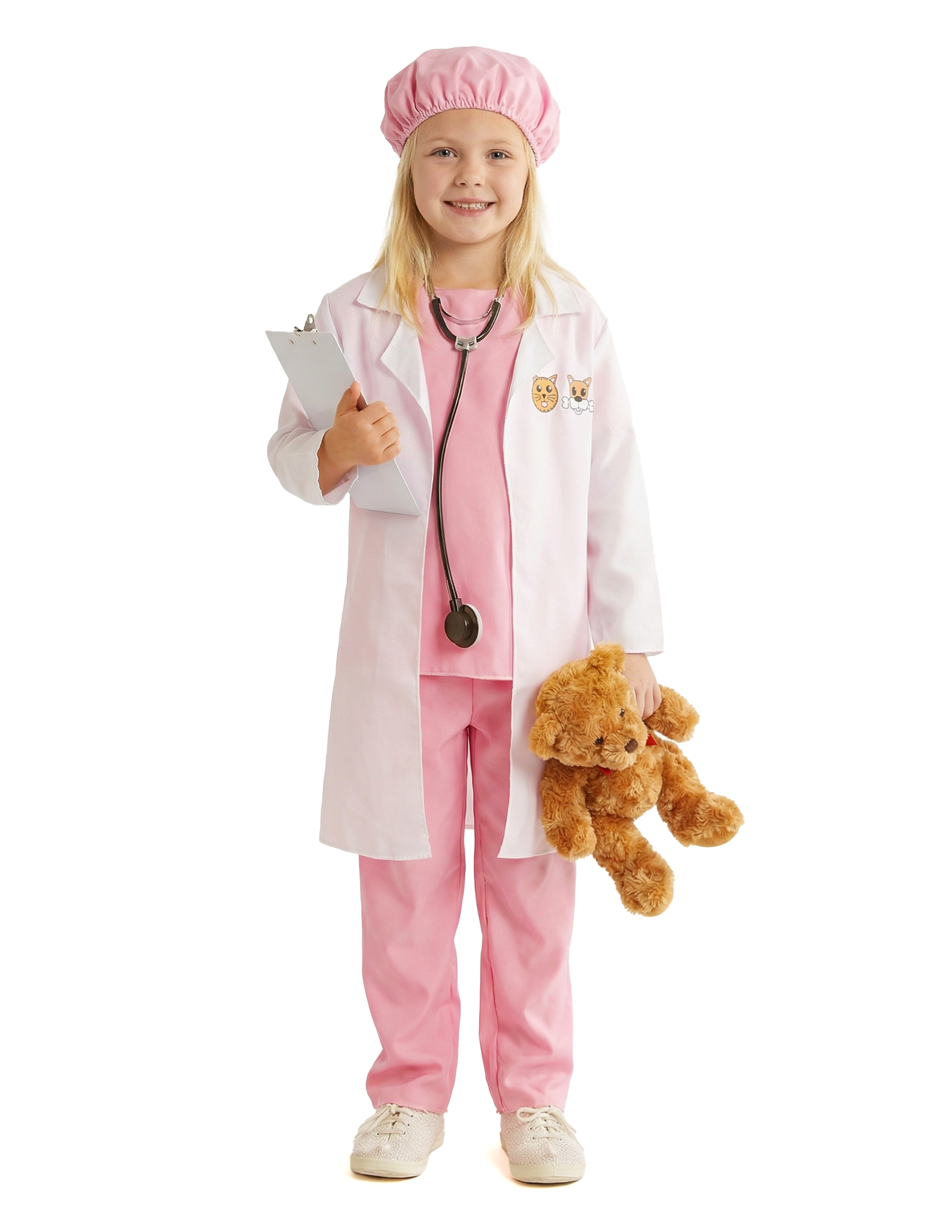 Tierärztin-Kostüm für Kinder Fasching rosa-weiss