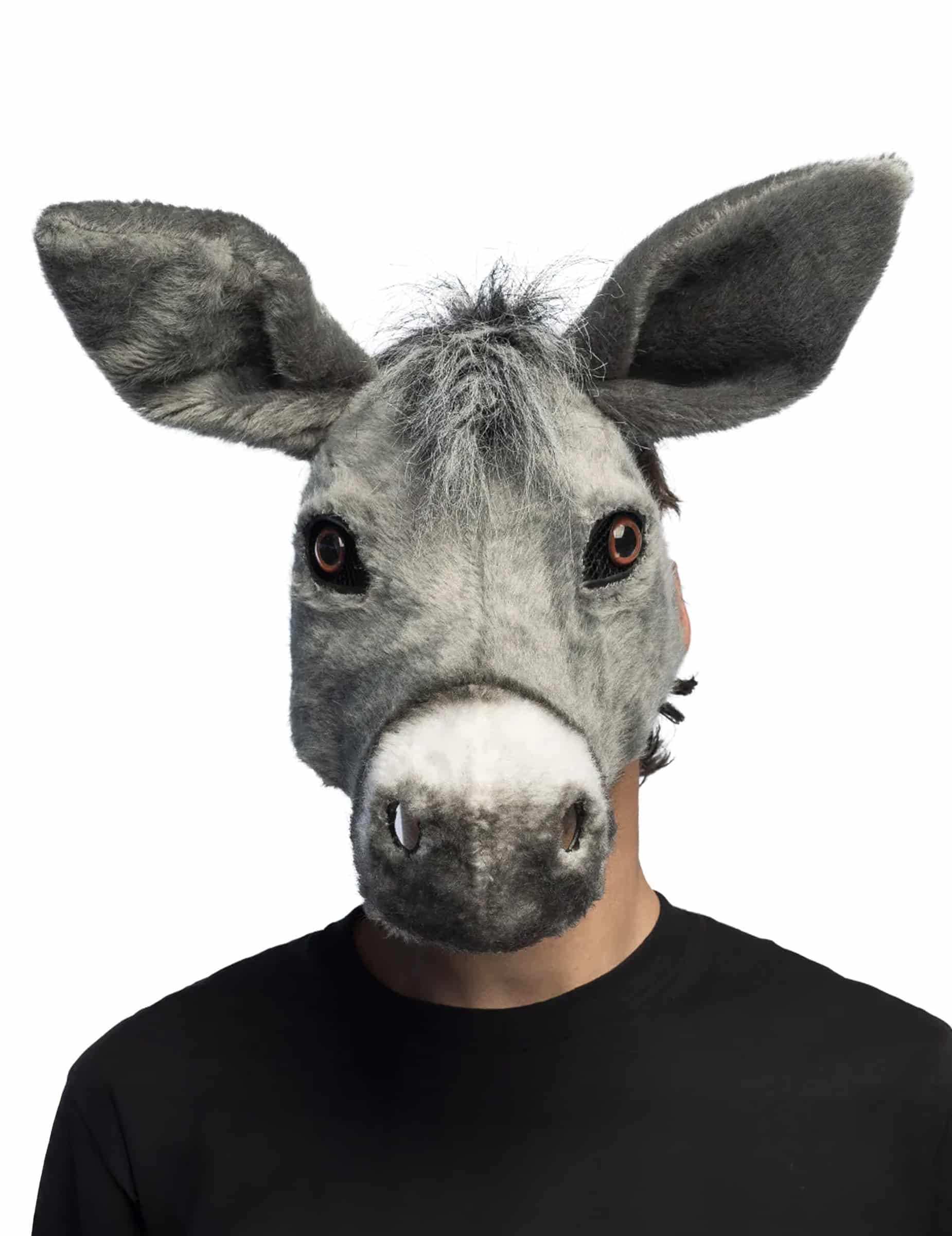 Tiermaske Plüsch Esel Halbmaske für Erwachsene grau
