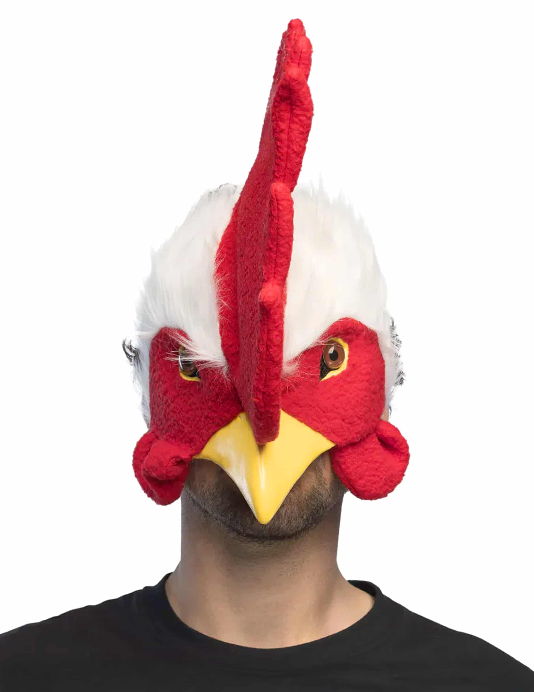 Tiermaske Plüsch Hahn Halbmaske für Erwachsene