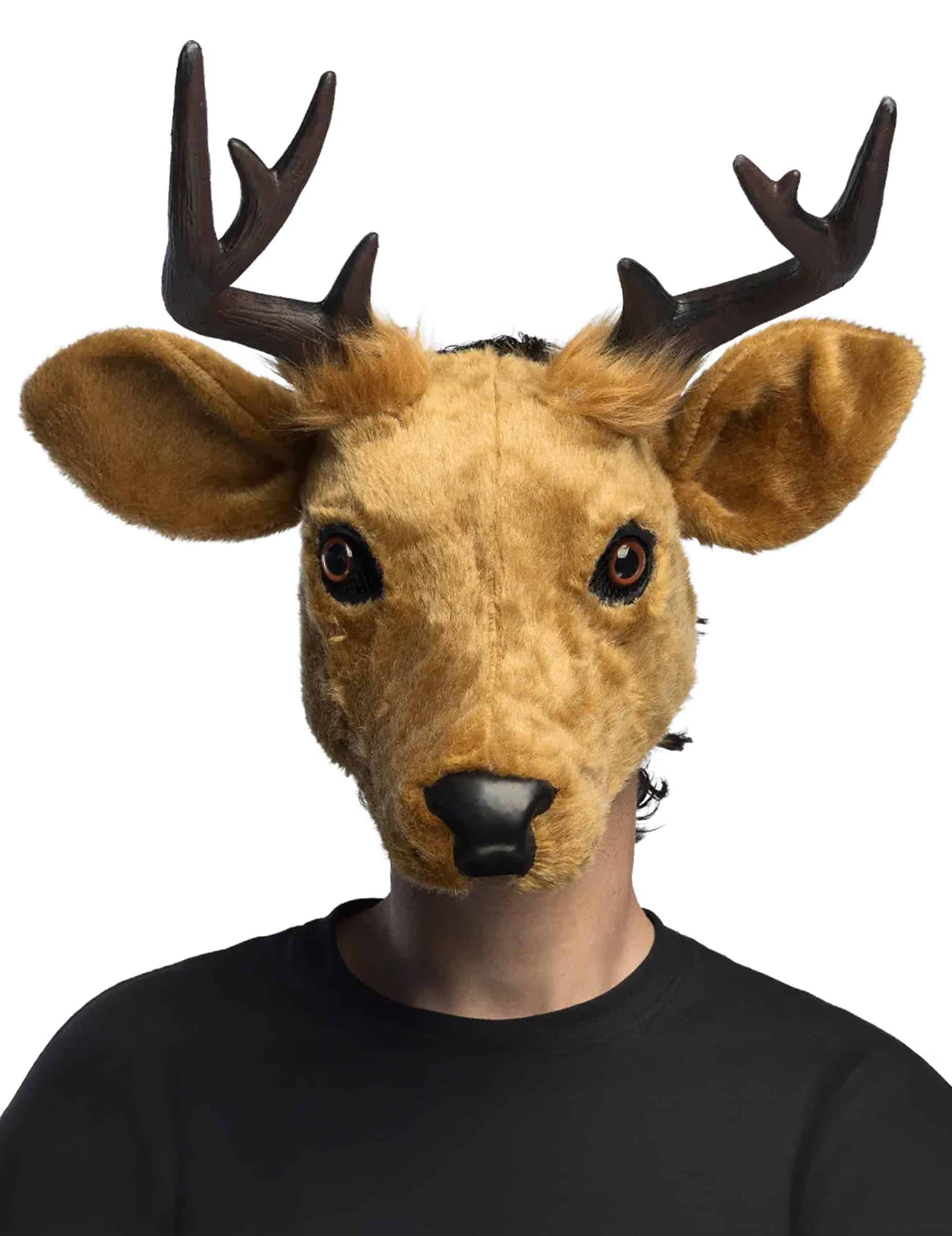 Tiermaske Plüsch Hirsch Demi-Maske für Erwachsene braun