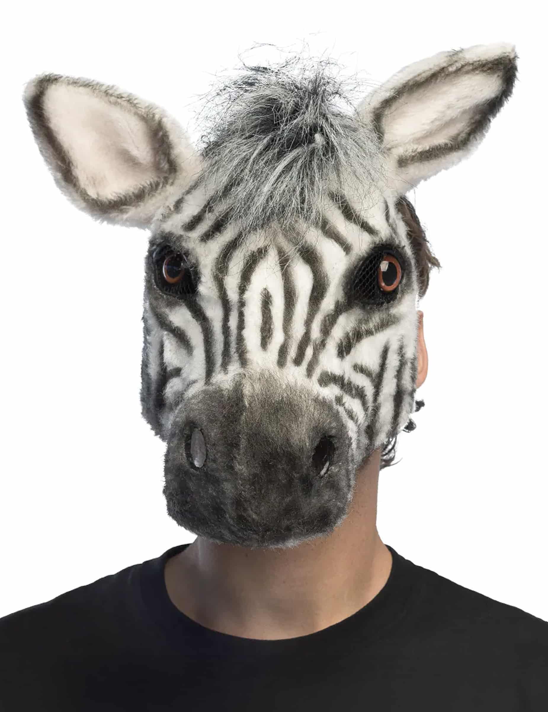 Tiermaske Plüsch Zebra Halbmaske für Erwachsene