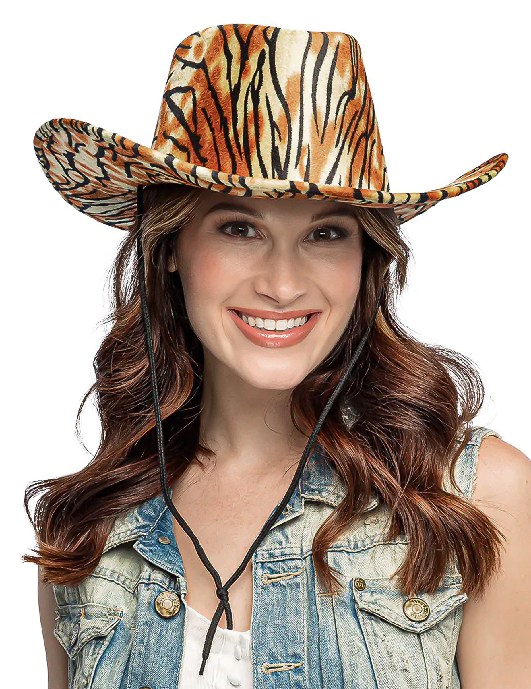 Tiger Cowboyhut - Tiermuster Western Hut für Karneval
