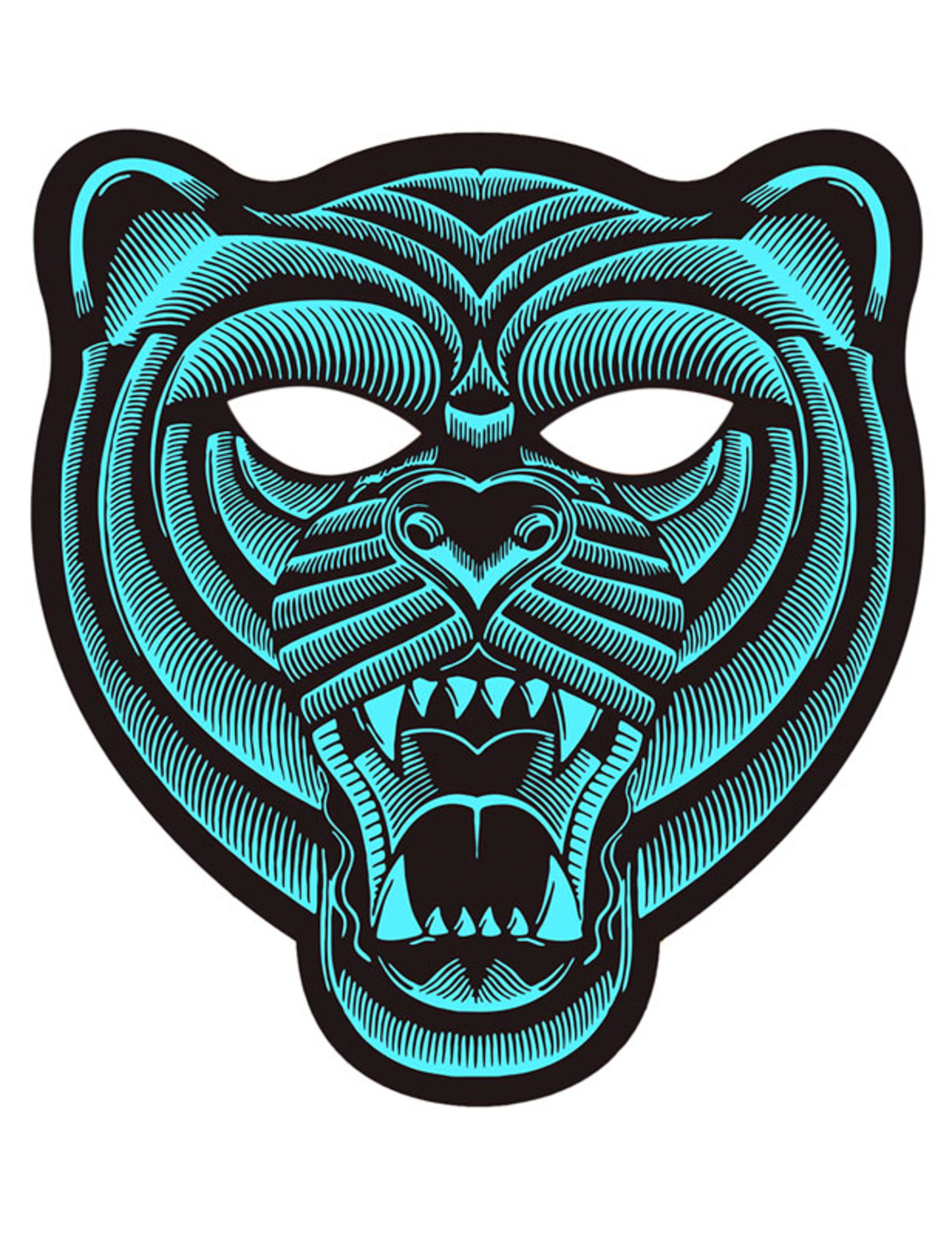 Tiger-LED-Maske musiksensitiv Fasching türkis-schwarz