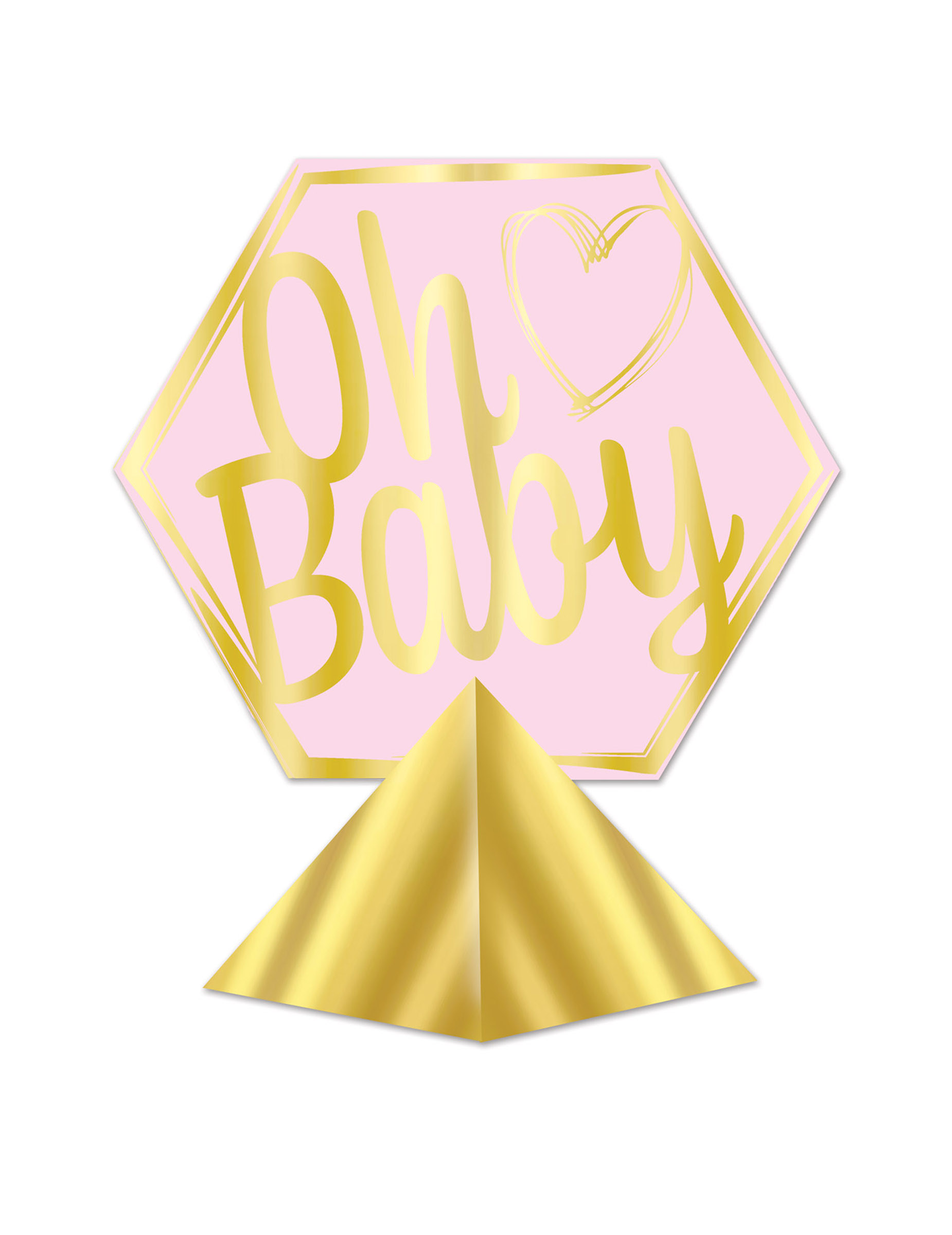 Tischaufsteller Oh Baby Rosa und Gold 29 x 26 cm Babyparty