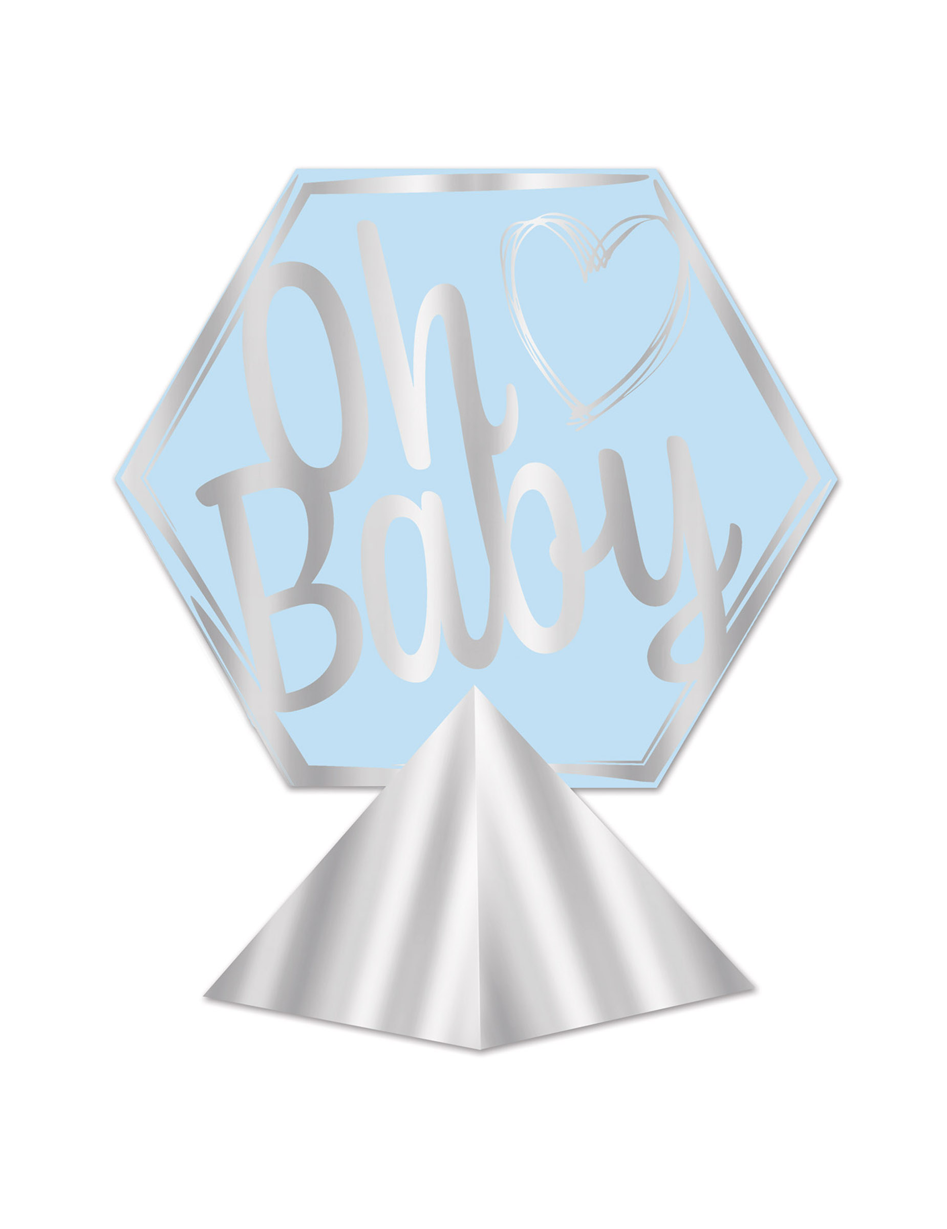 Tischaufsteller Oh Baby blau silber 29 x 26 cm für Babyparty