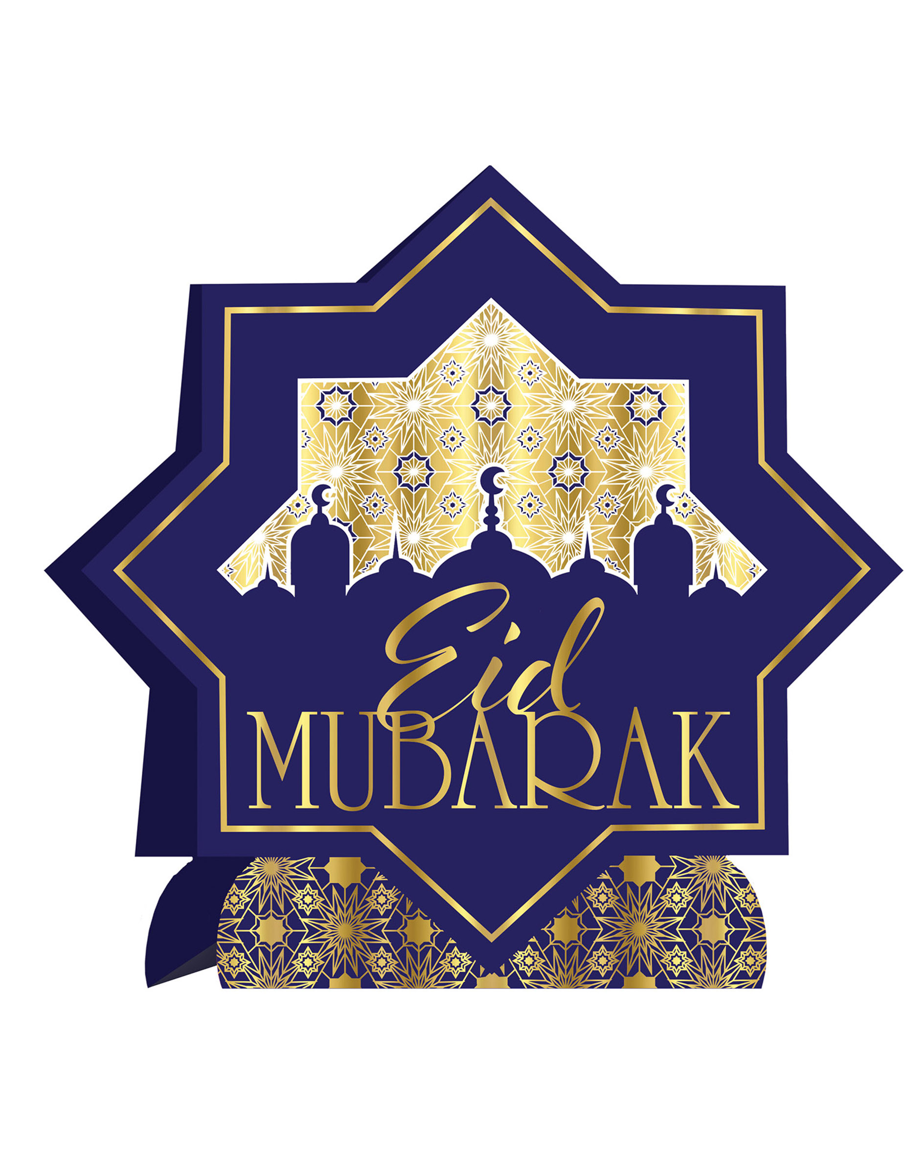 Tischaufsteller Stern Eid Mubarak Blau-Gold 28cm