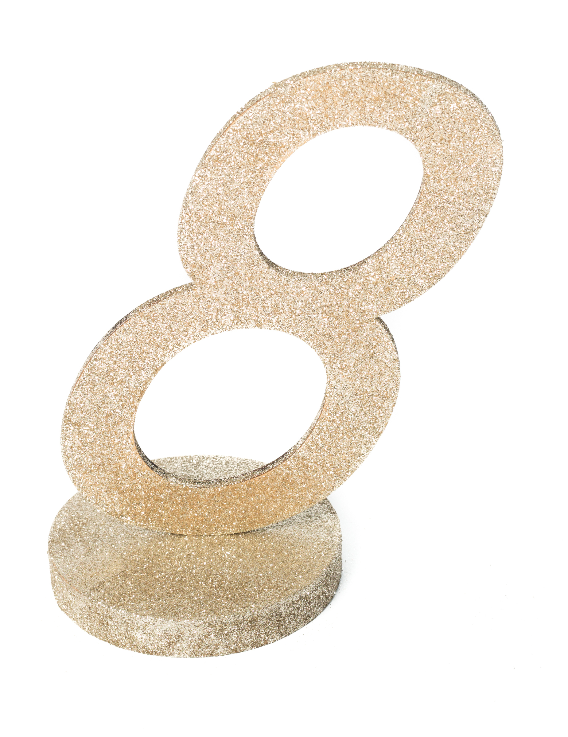 Tischaufsteller Zahl 8 Holz Glitzer Champagner 20 cm Partydeko