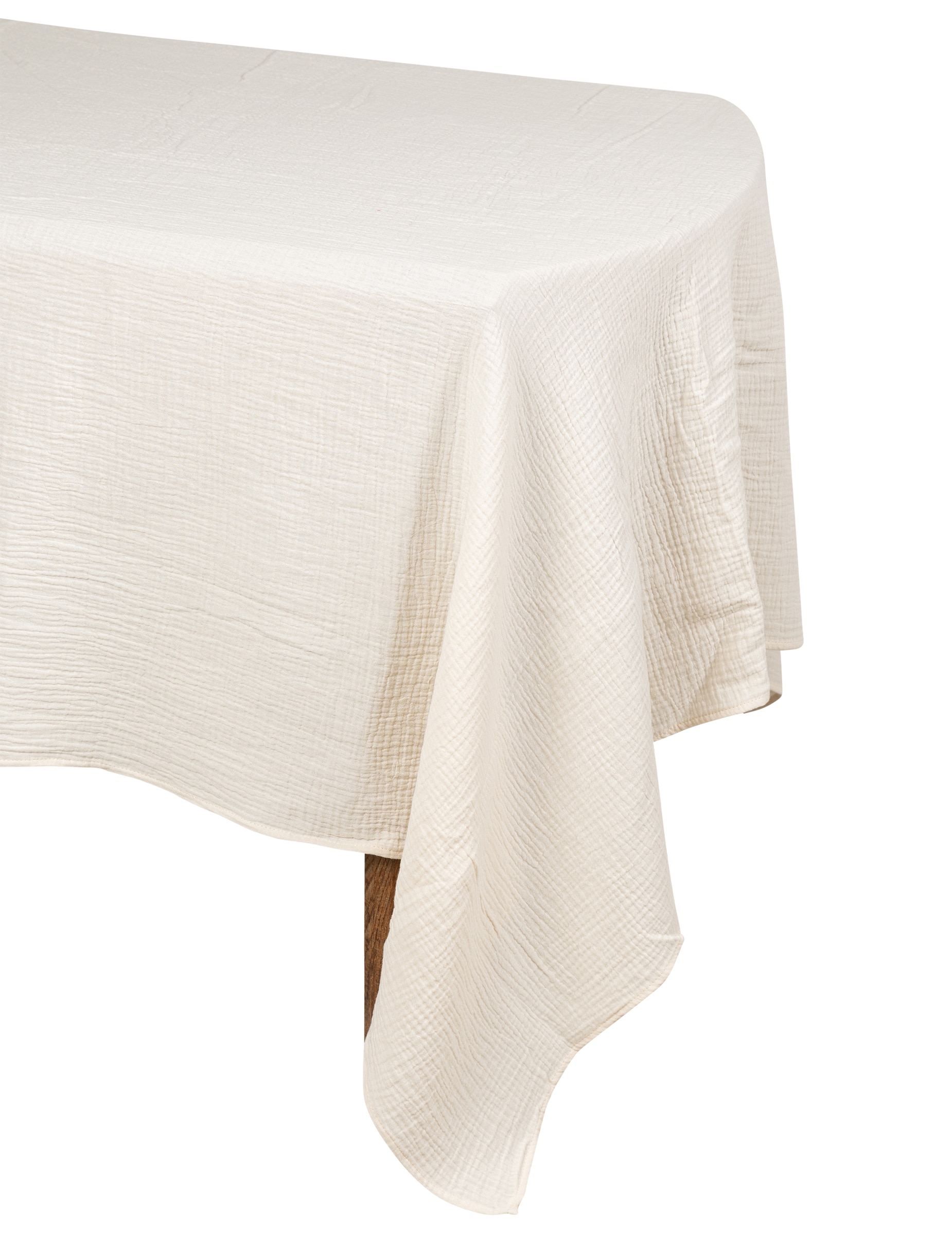 Tischdecke aus Baumwoll-Gaze Cremefarben 130 x 240 cm Boho-Stil