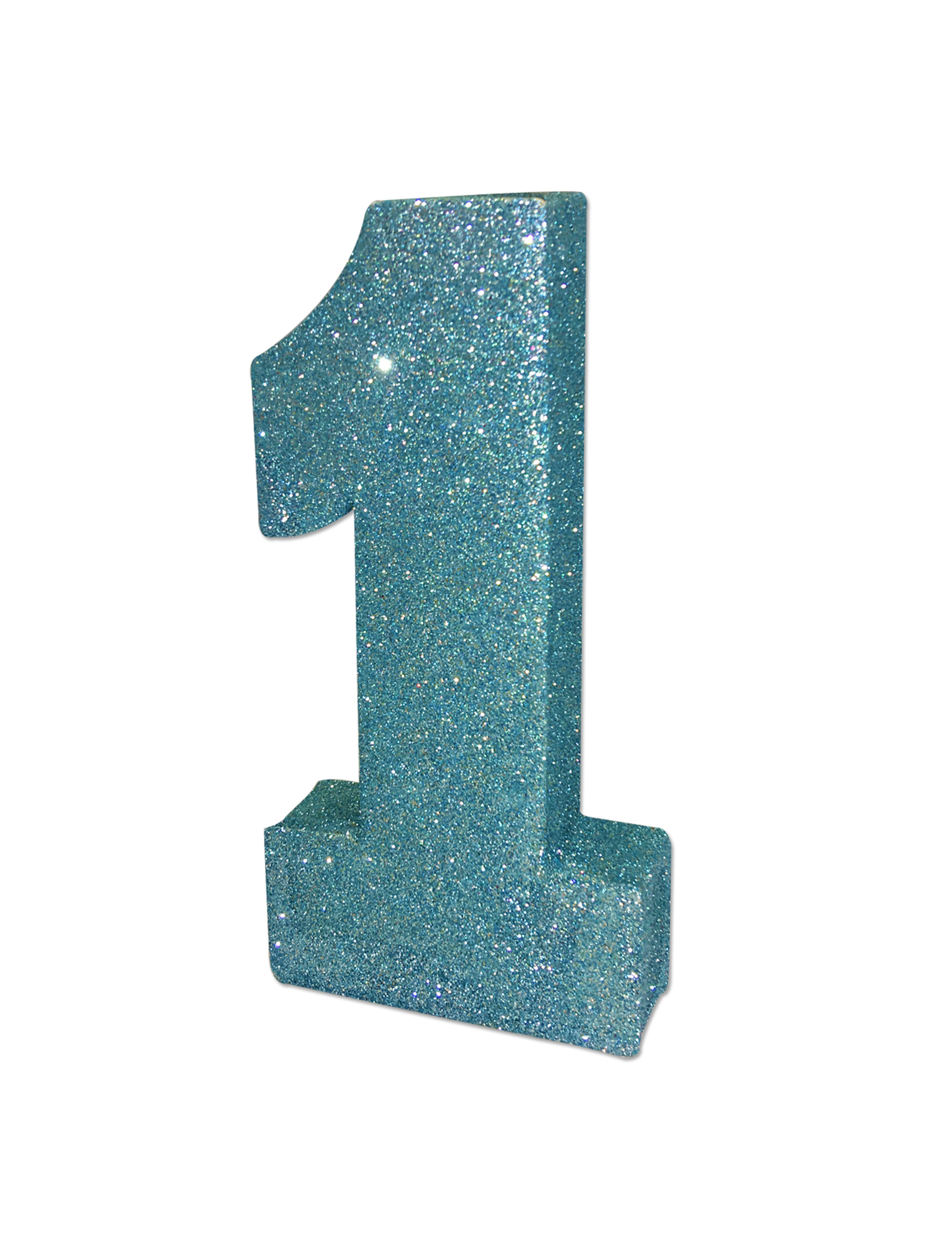 Tischdeko 1. Geburtstag Blau Glitzernd Zahl 1