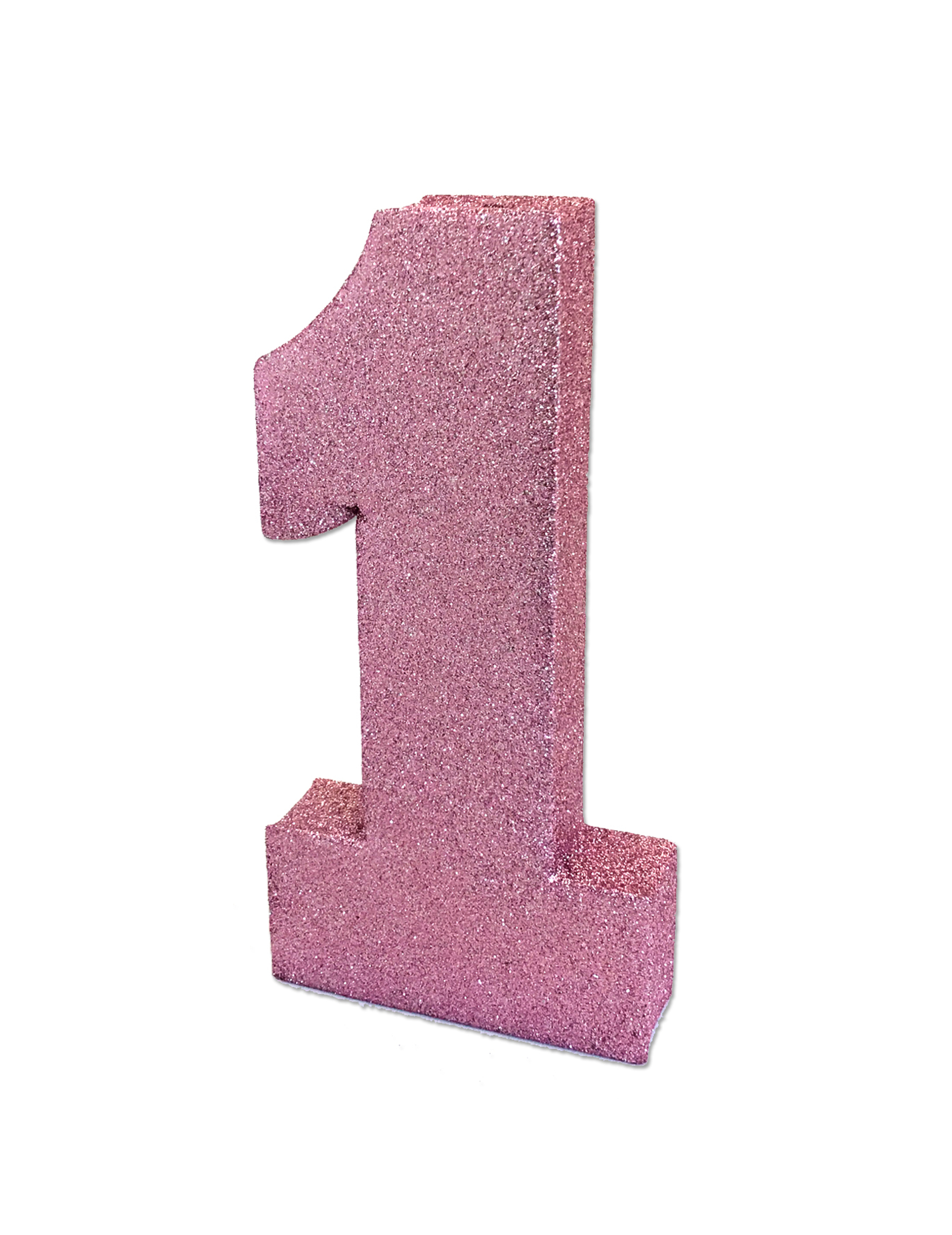 Tischdeko 1. Geburtstag rosa Glitzer 20 x 10 x 3 cm Zahl 1