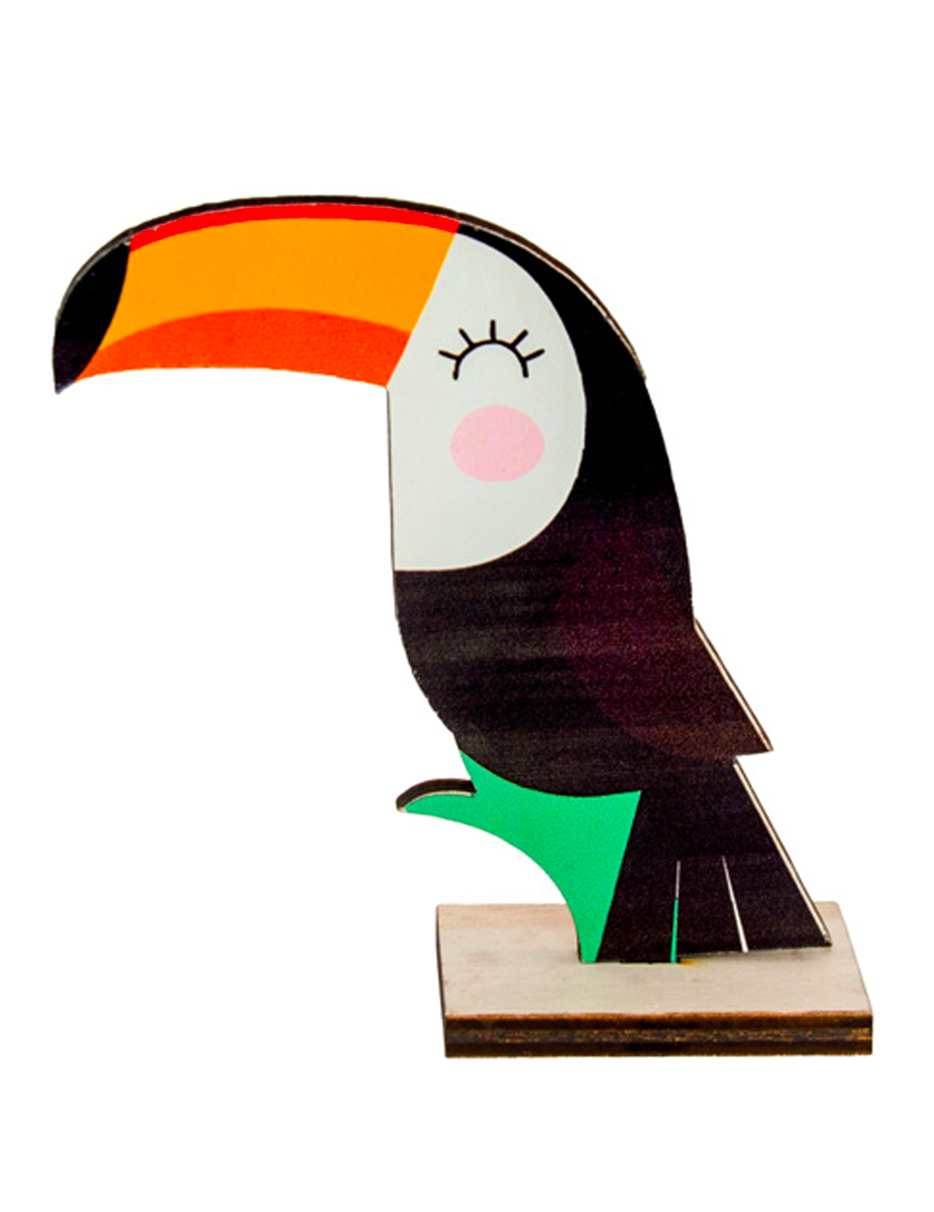 Tischdeko Toucan aus Holz niedlich 10 x 10 cm Tropen-Deko
