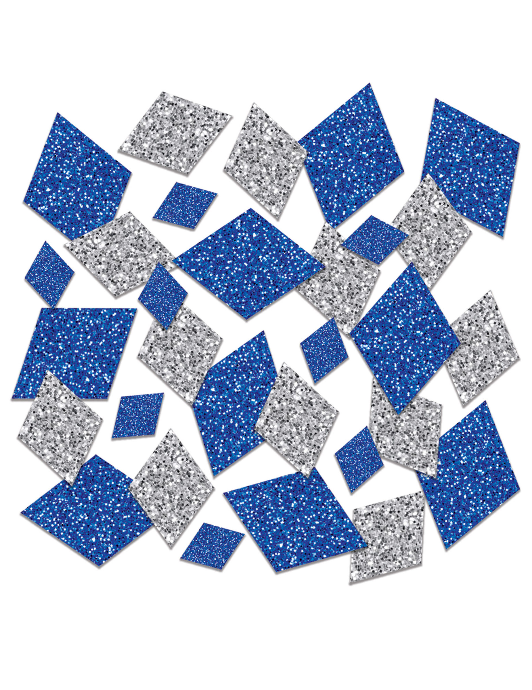 Tischkonfetti Rauten Blau + Silber glitzernd 42g