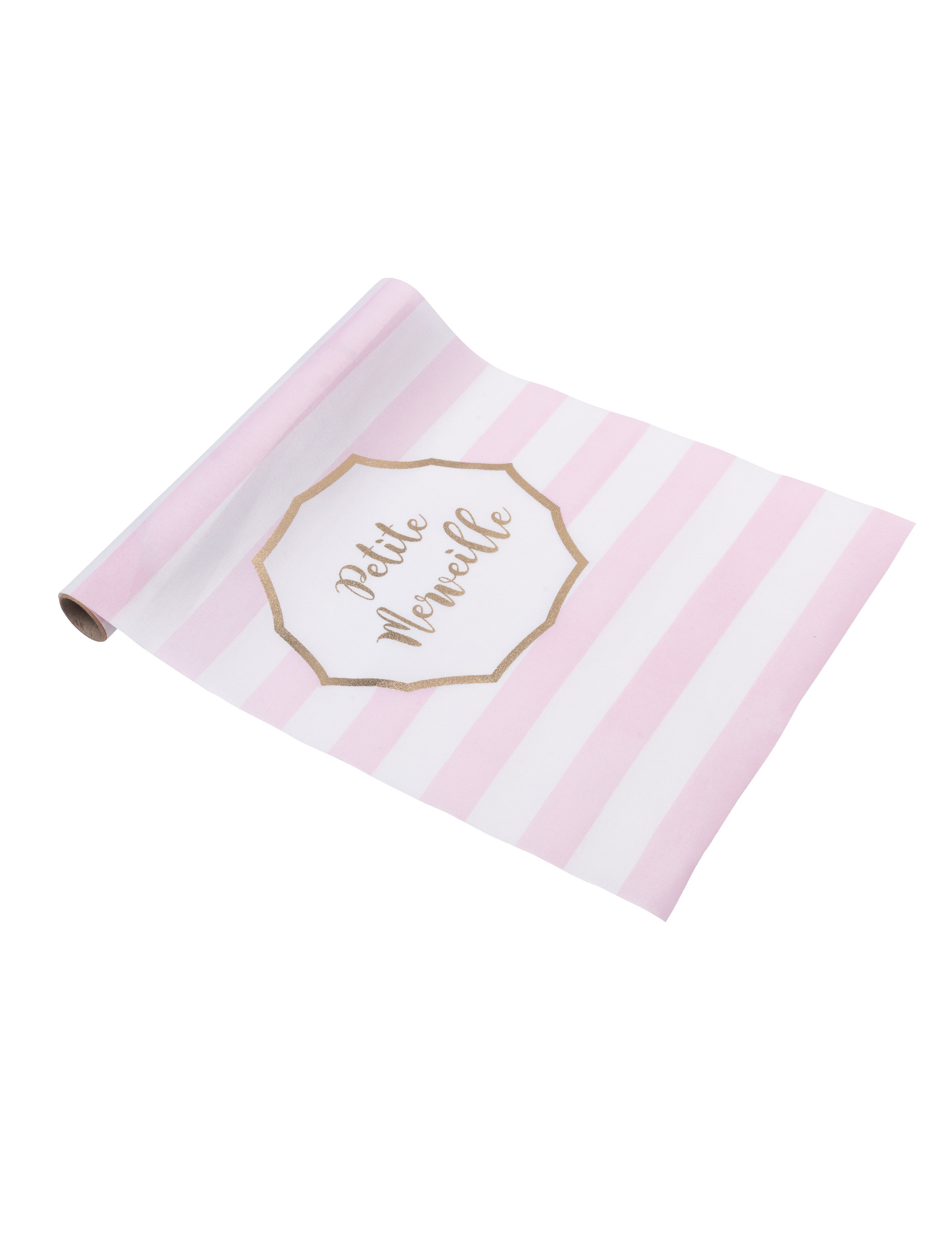 Tischläufer Kleine Wunder rosa-gold gestreift Stoff 28cm x 5m