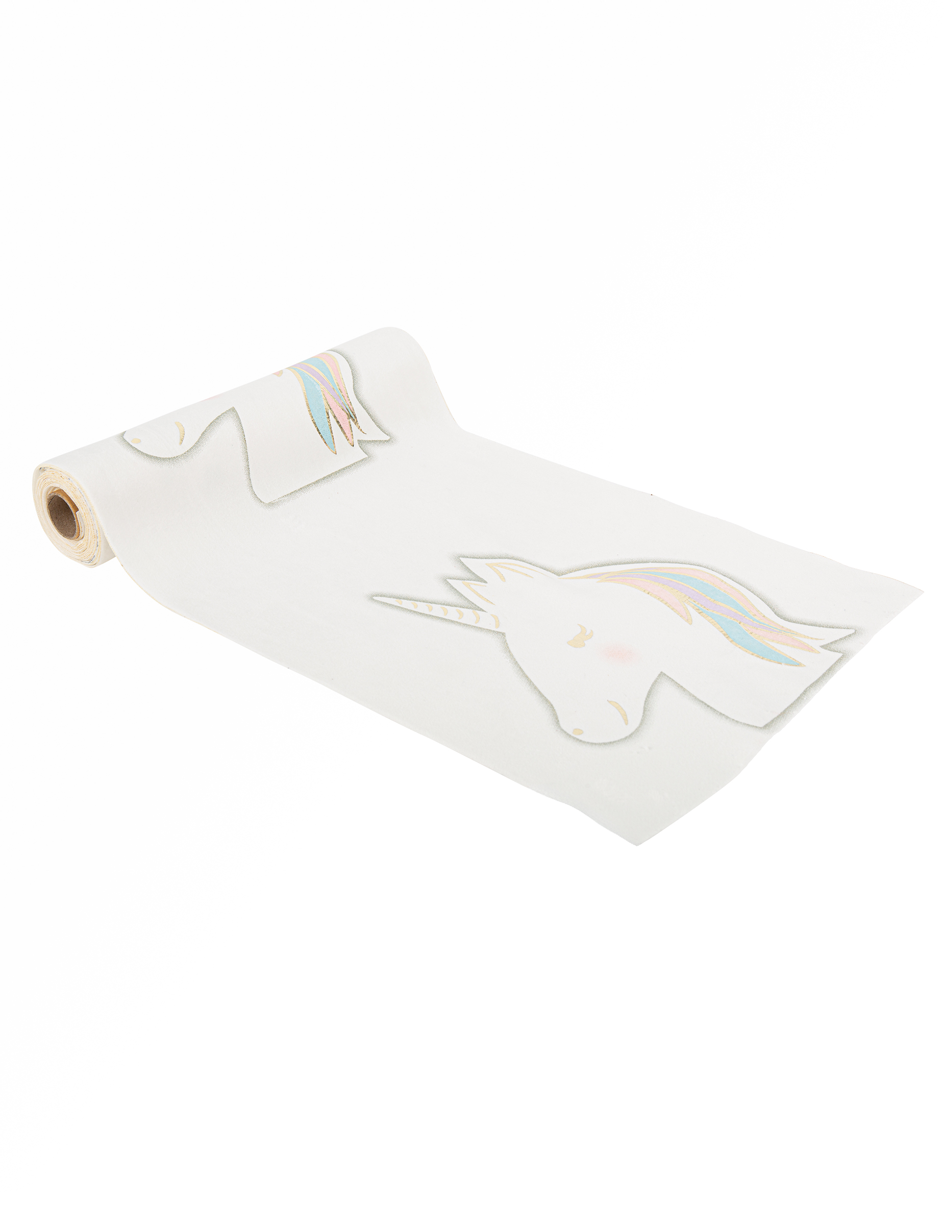 Tischläufer Samt weiß Einhorn Pastell 28 cm x 3 m Party-Deko