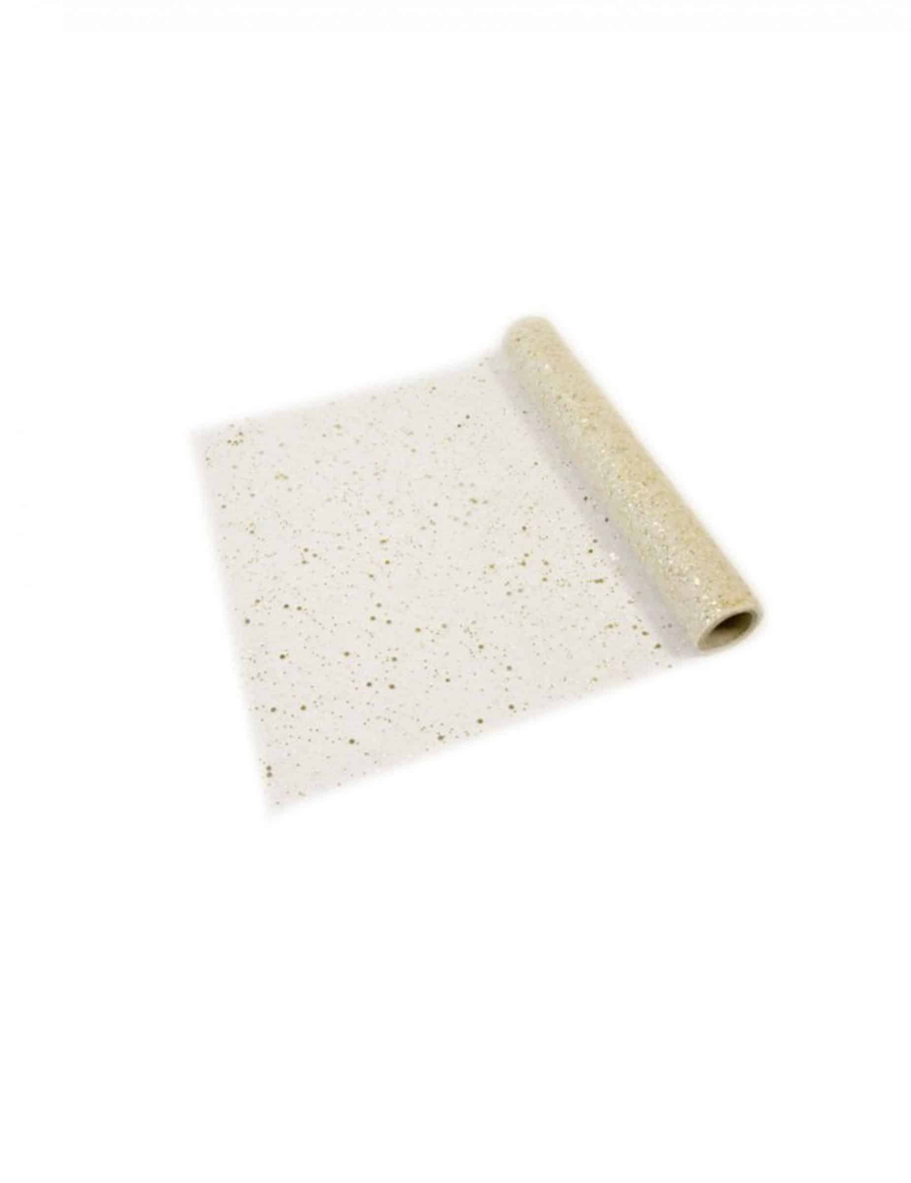 Tischläufer Tüll Gold Glitzer 29 cm x 5 m