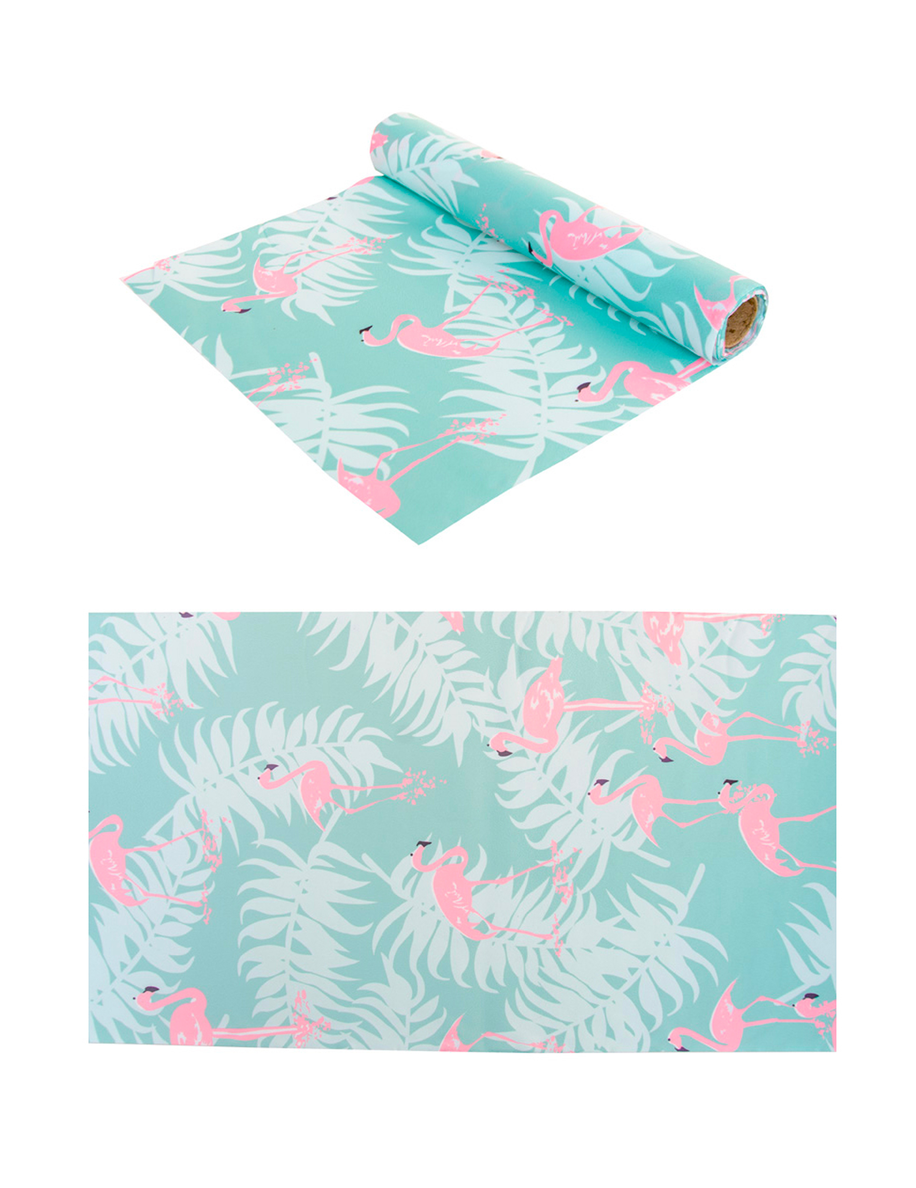Tischläufer Vlies pastellblau Flamingos 28 cm x 5 m Tropen-Deko