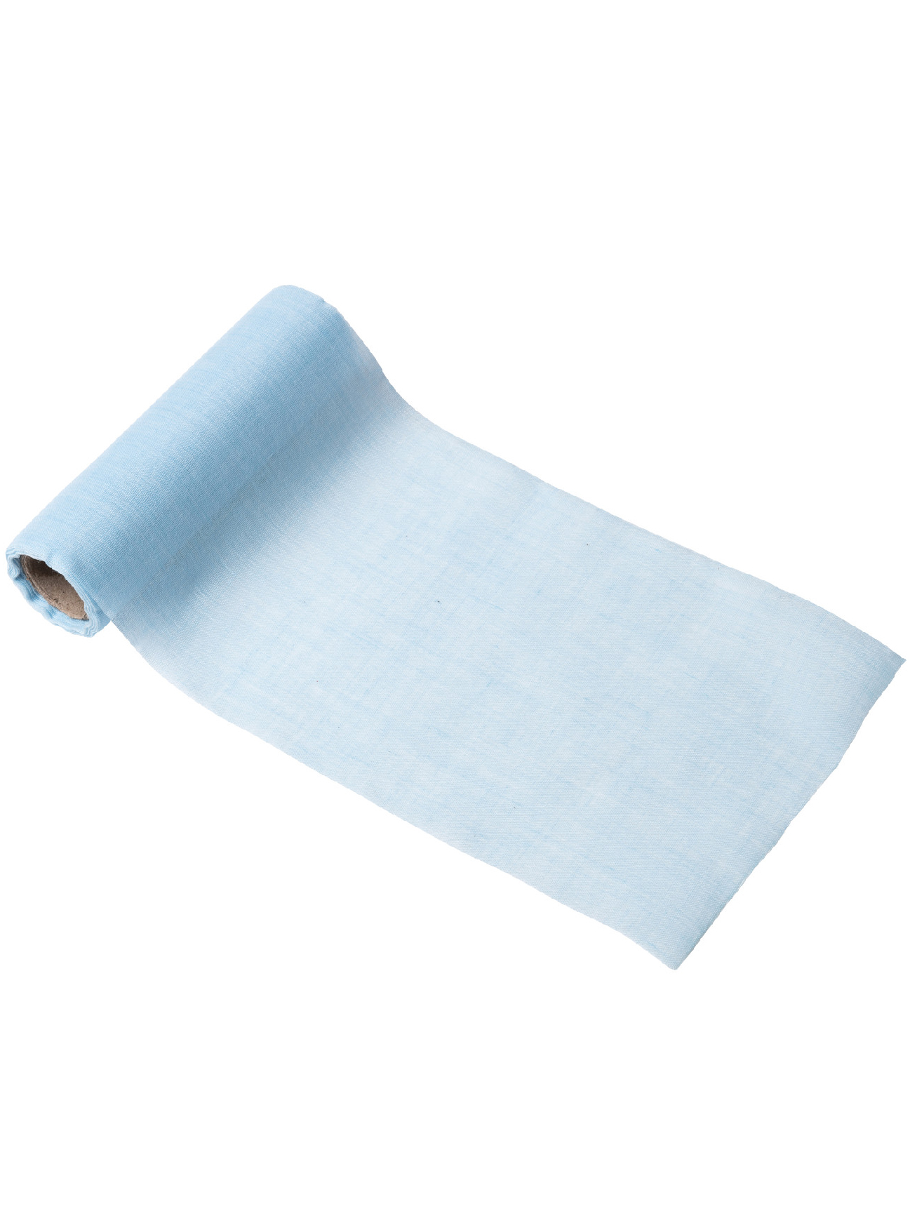 Tischläufer aus Chiffon hellblau 14 cm x 5 m für die Taufe