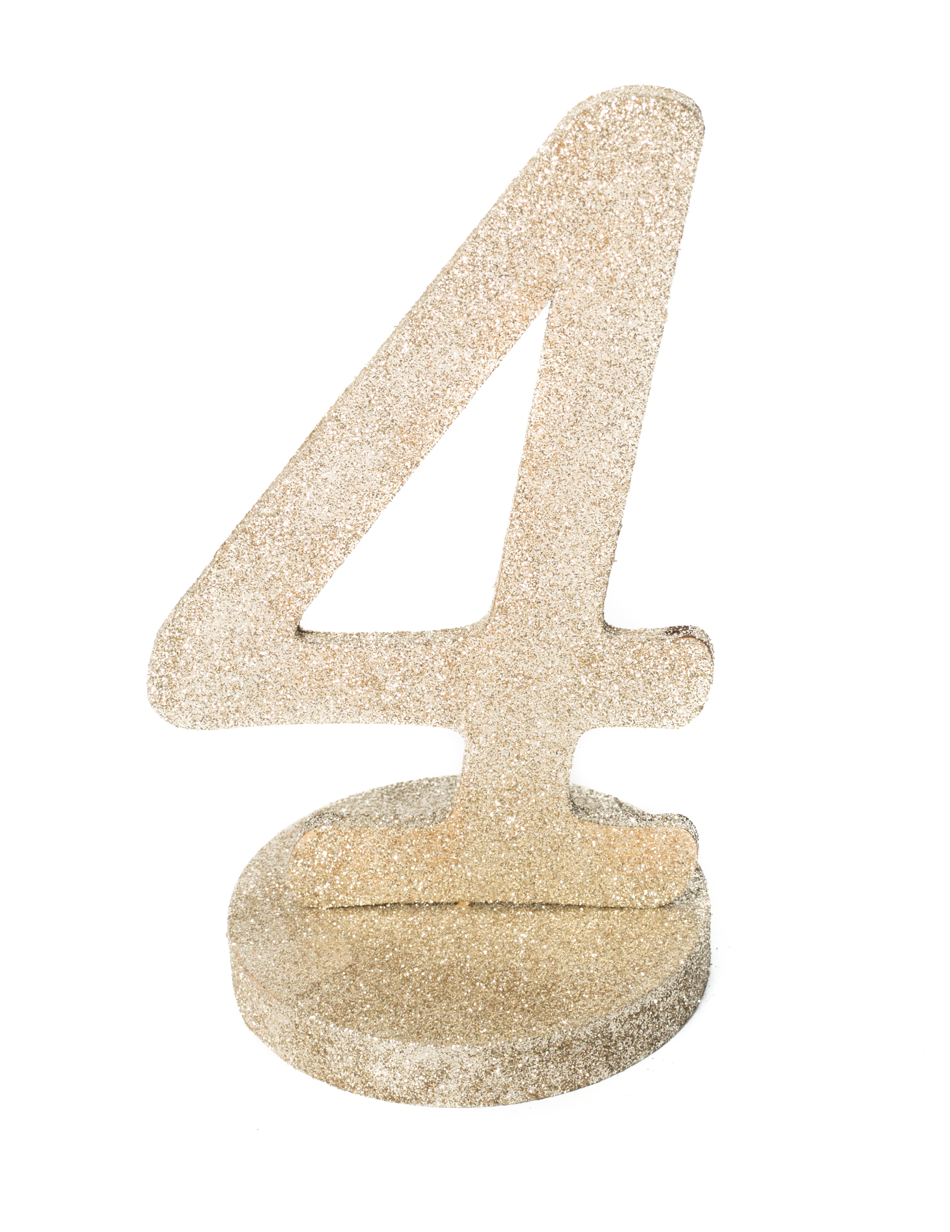 Tischnummer 4 Aufsteller Holz Champagnerfarben 20 cm