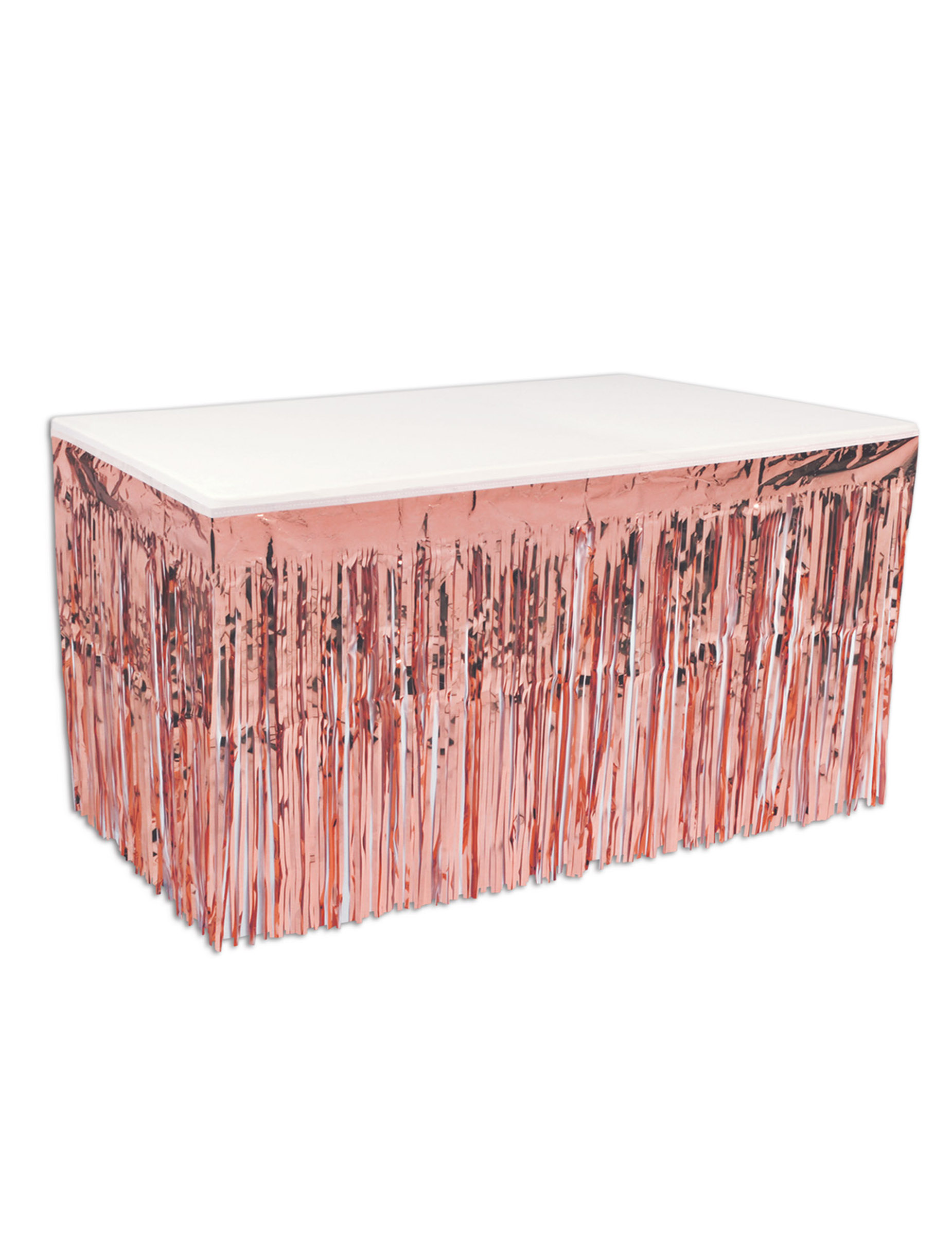 Tischrock in Roségold Kunststoff Fransen 76 cm x 4