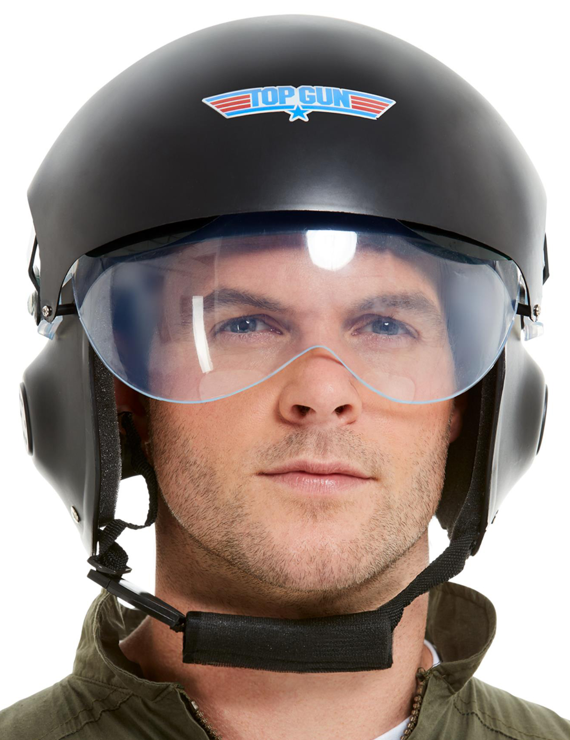 Top Gun-Helm Deluxe-Accessoire Faschingszubehör schwarz