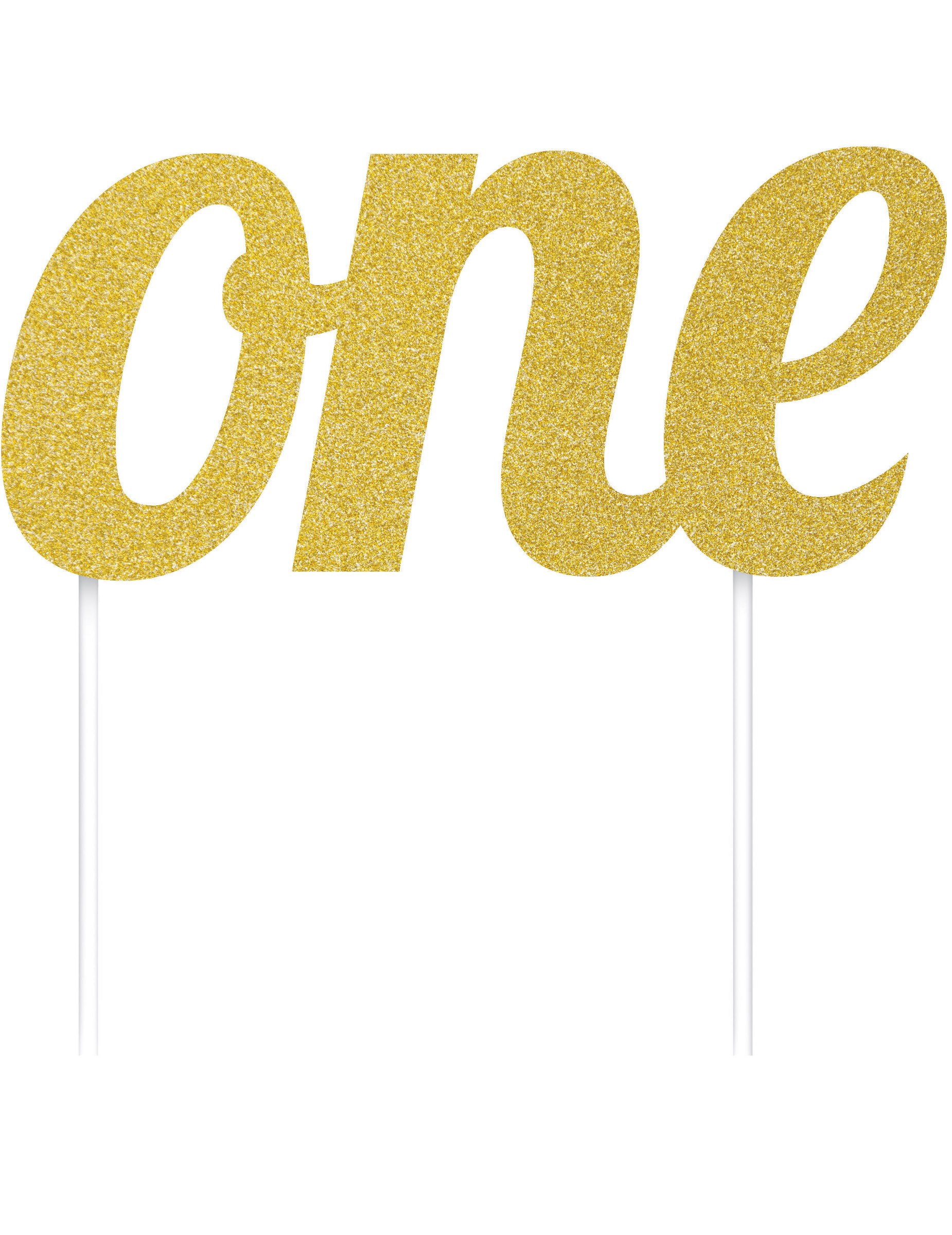 Tortendeko 1. Geburtstag One Gold-Glitzer 7 x 15 cm