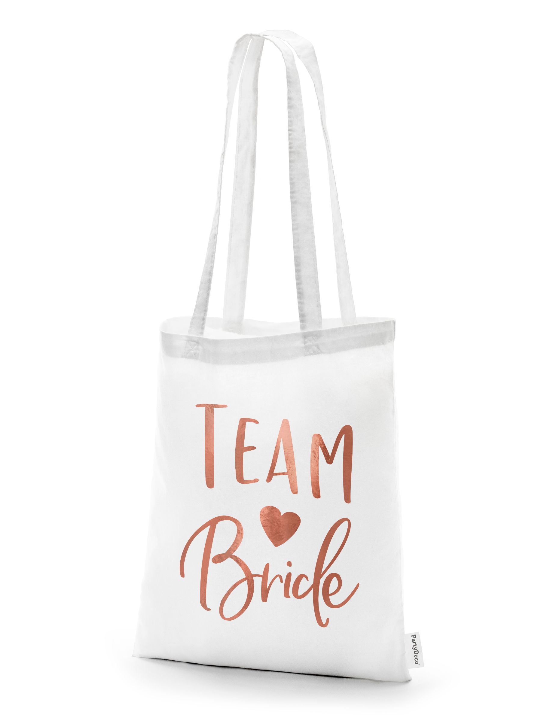 Tote Bag Team Bride JGA-Stoffbeutel weiß-rosè 42x 39 cm