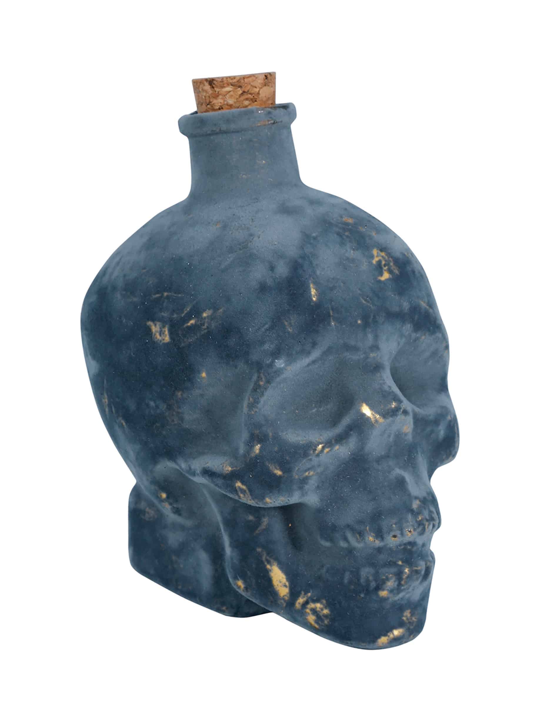 Totenkopf Flasche aus Glas 13 cm Halloween Deko