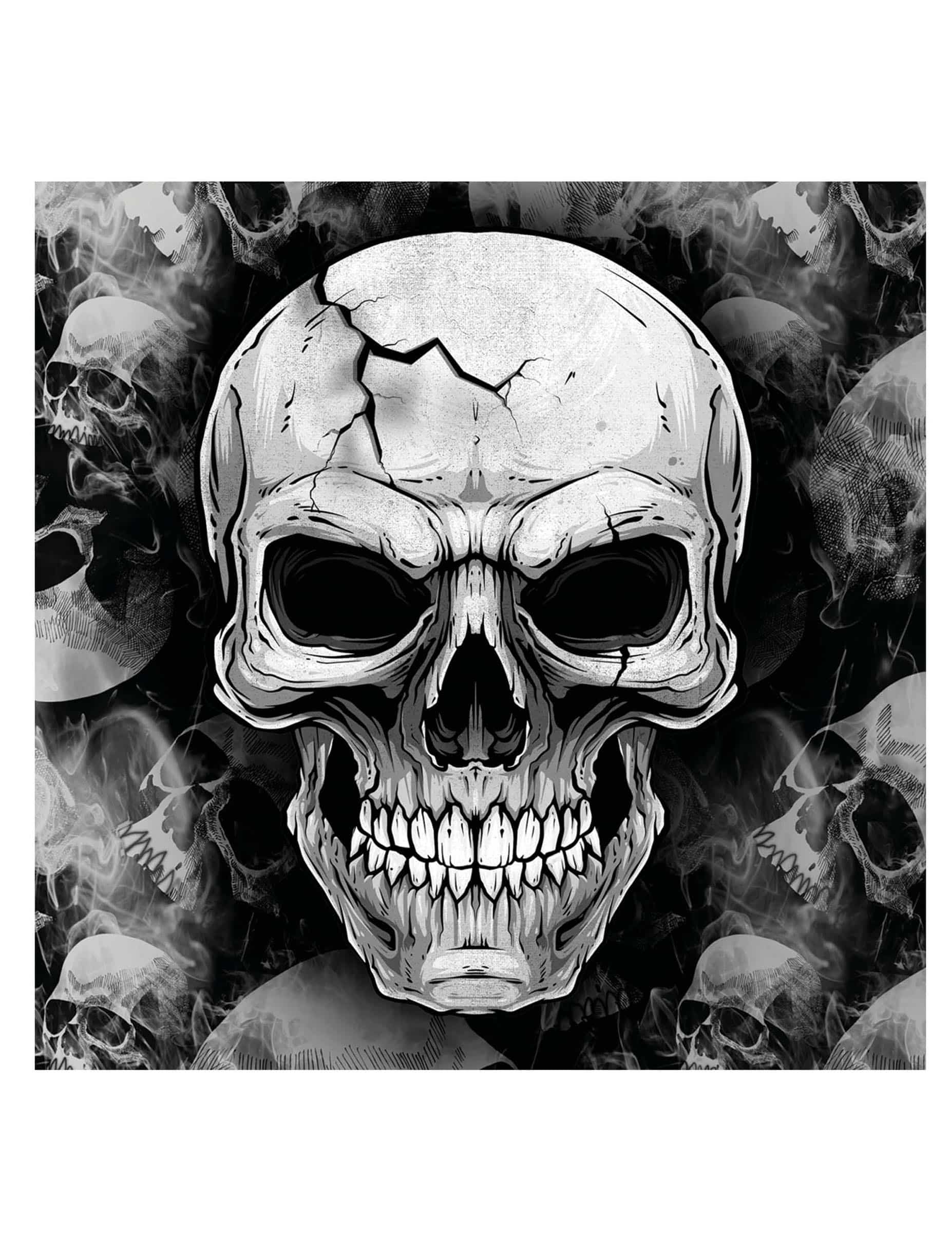 Totenkopf Servietten 16 x 16 cm schwarz weiß
