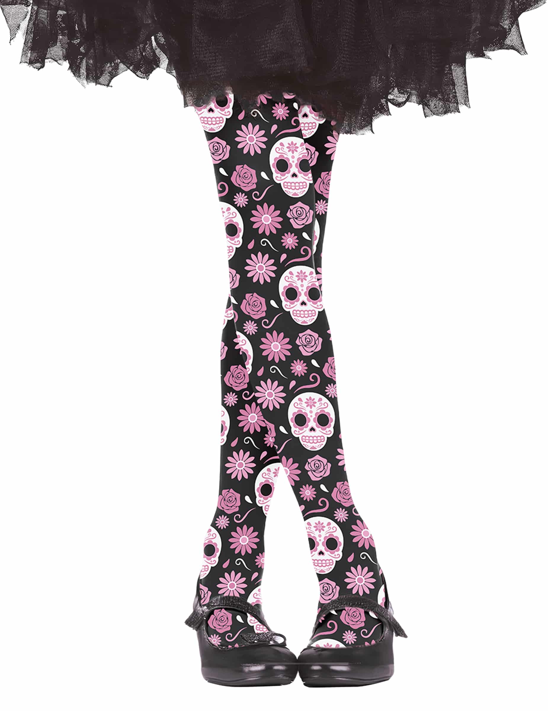 Totenkopf Strumpfhose Catrinas für Kinder Halloween