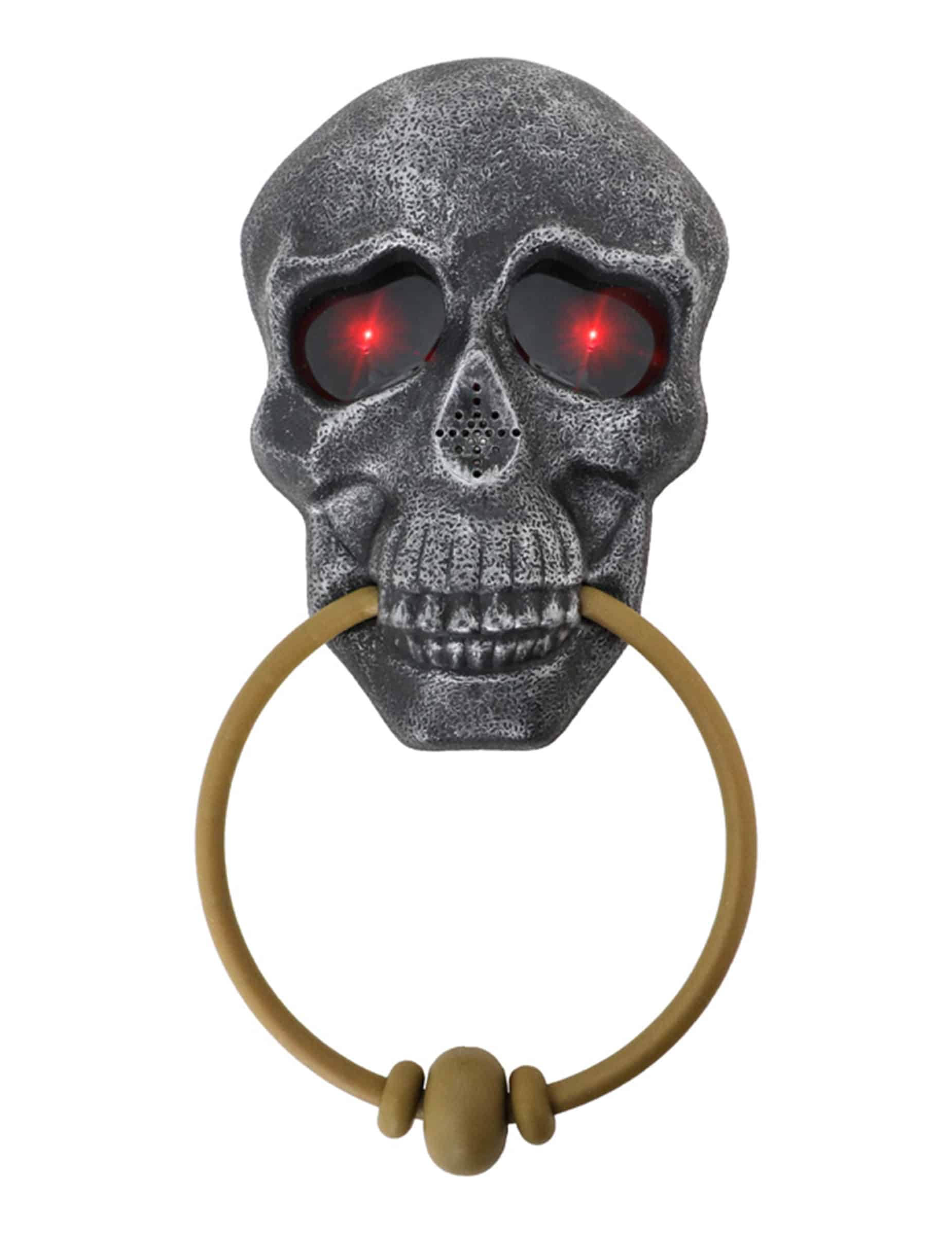 Totenkopf Türklopfer mit Licht und Sound für Halloween 27cm