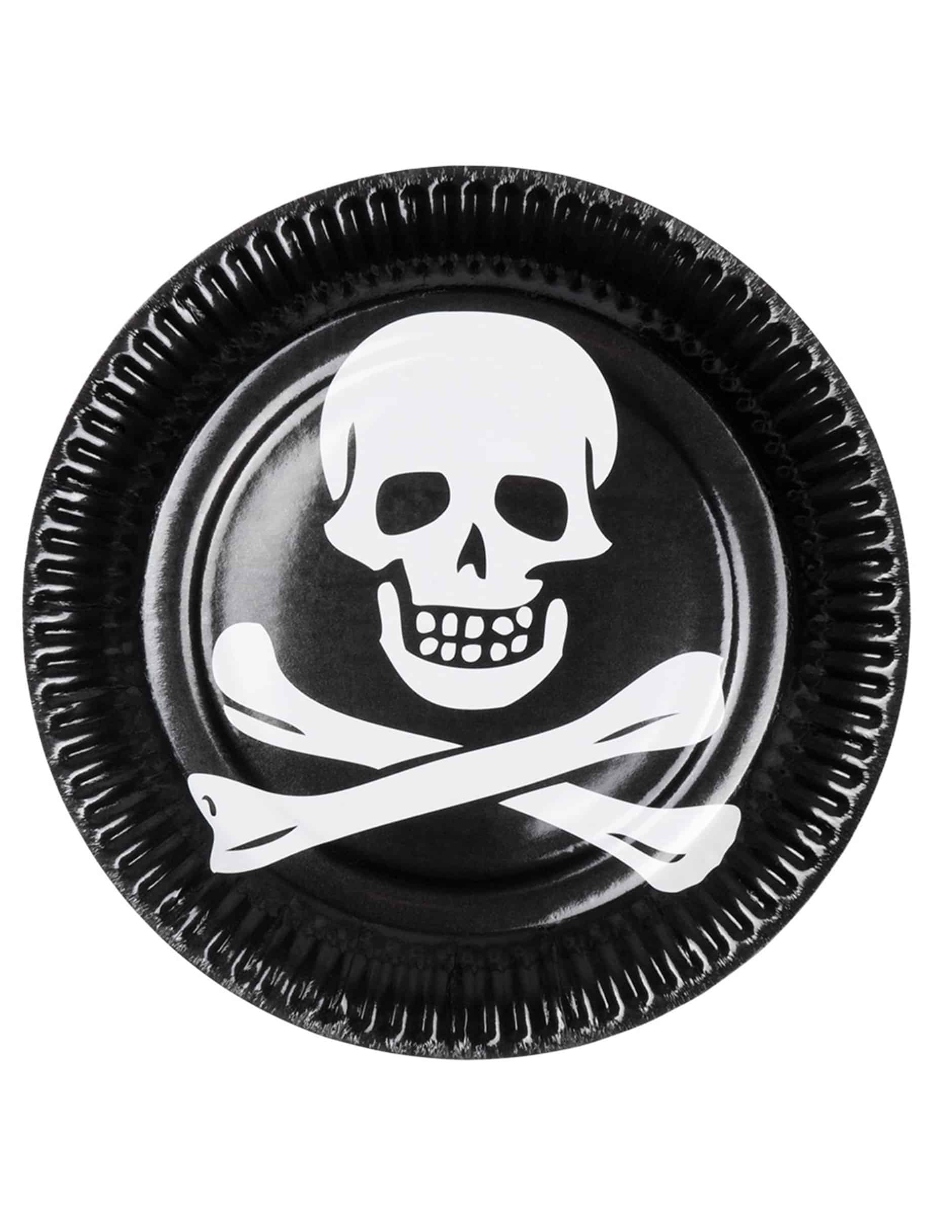 Totenkopfteller Halloween Tischdekoration 10 Stück schwarz-weiss 23 cm