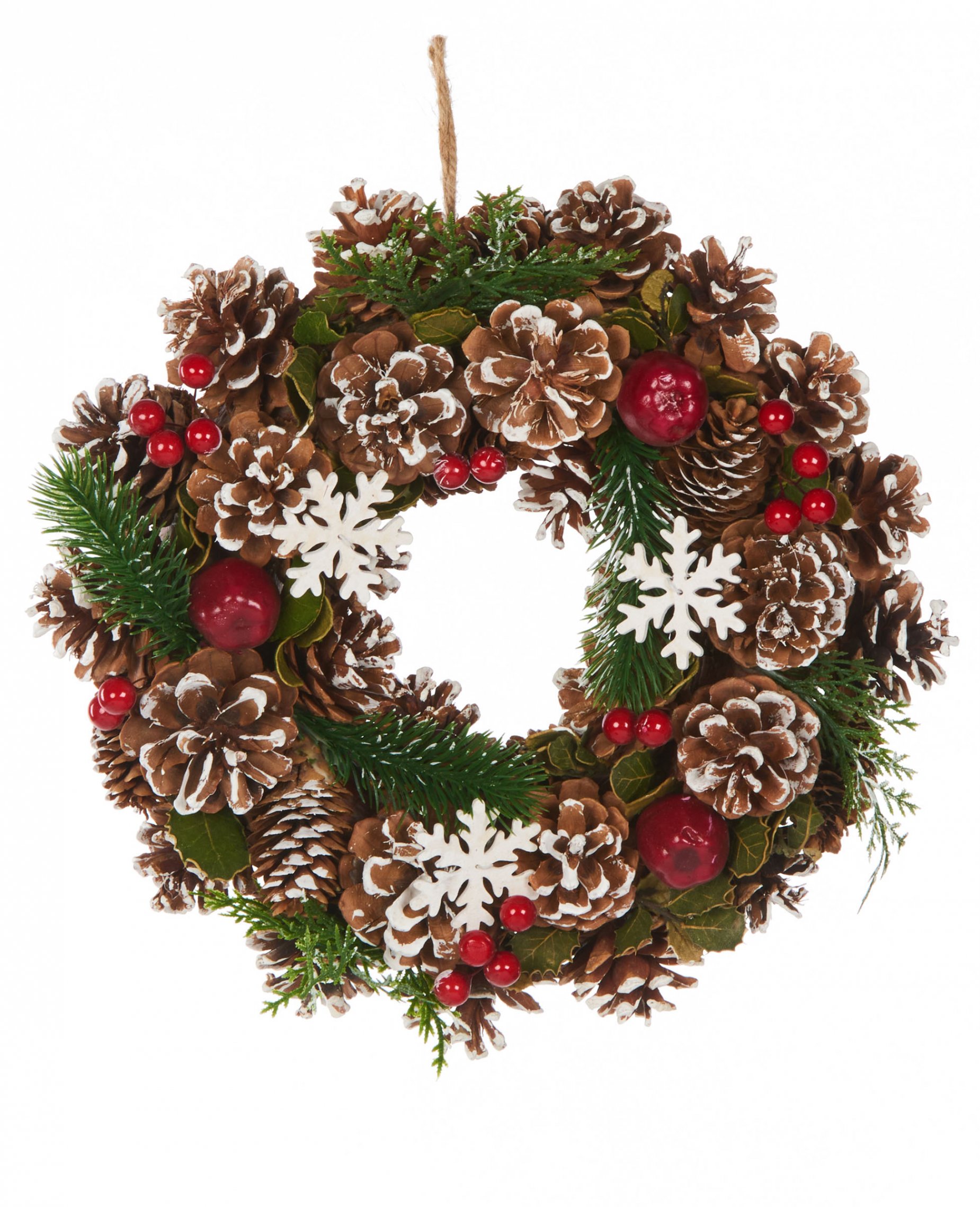 Traditioneller Adventskranz Weihnachts-Tischdeko grün-braun-rot 30 cm