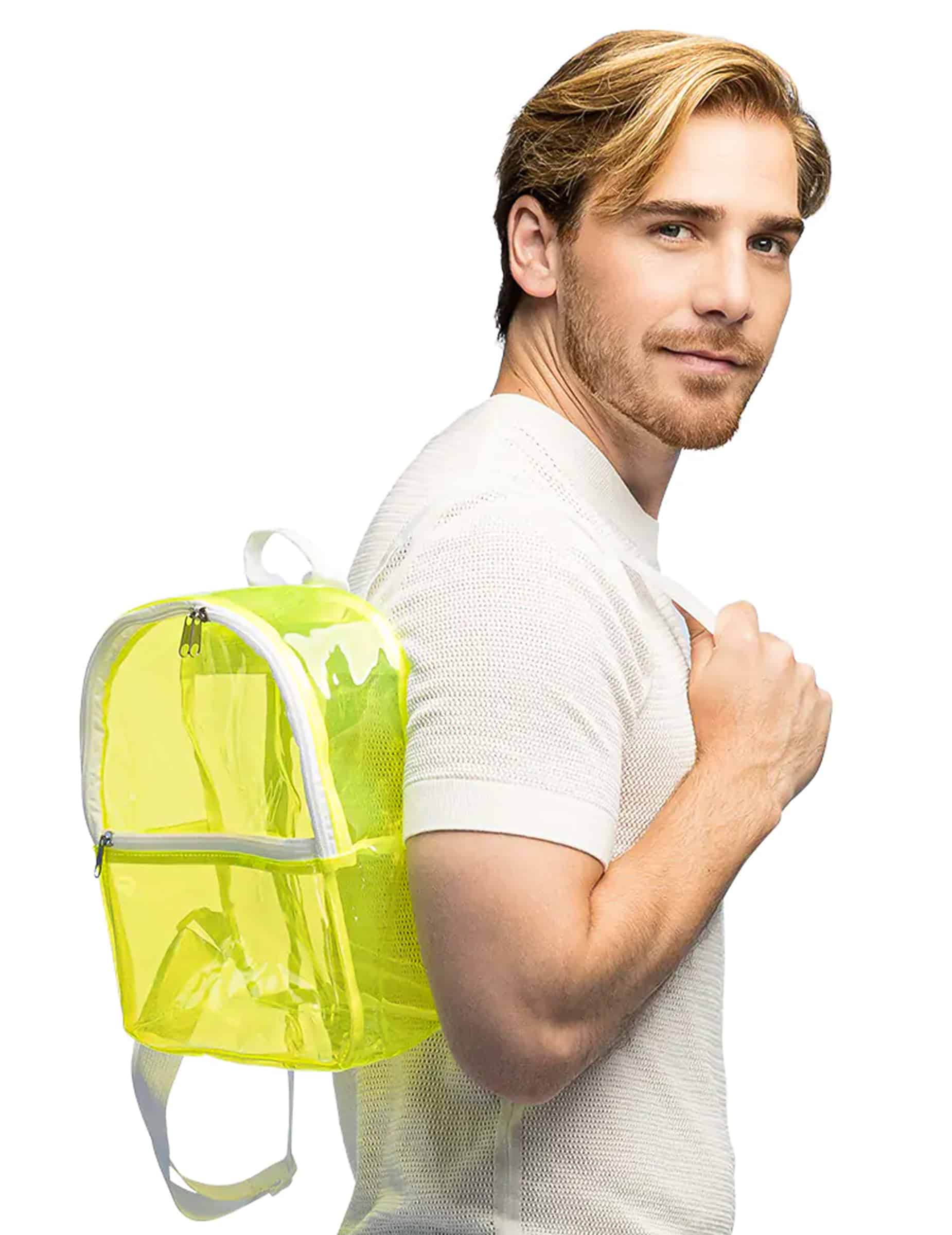 Transparenter Rucksack in Neongelb