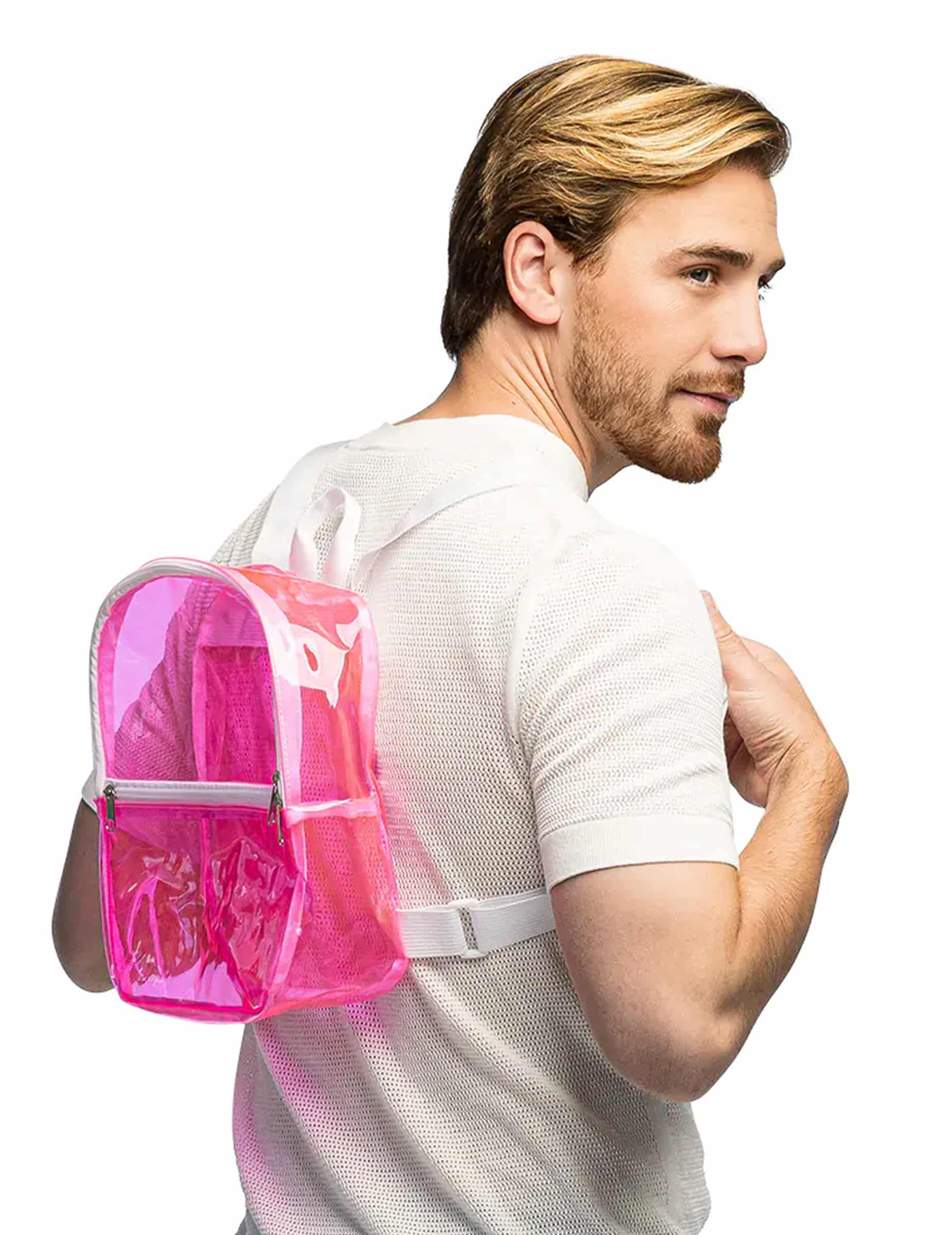 Transparenter Rucksack in Neonrosa