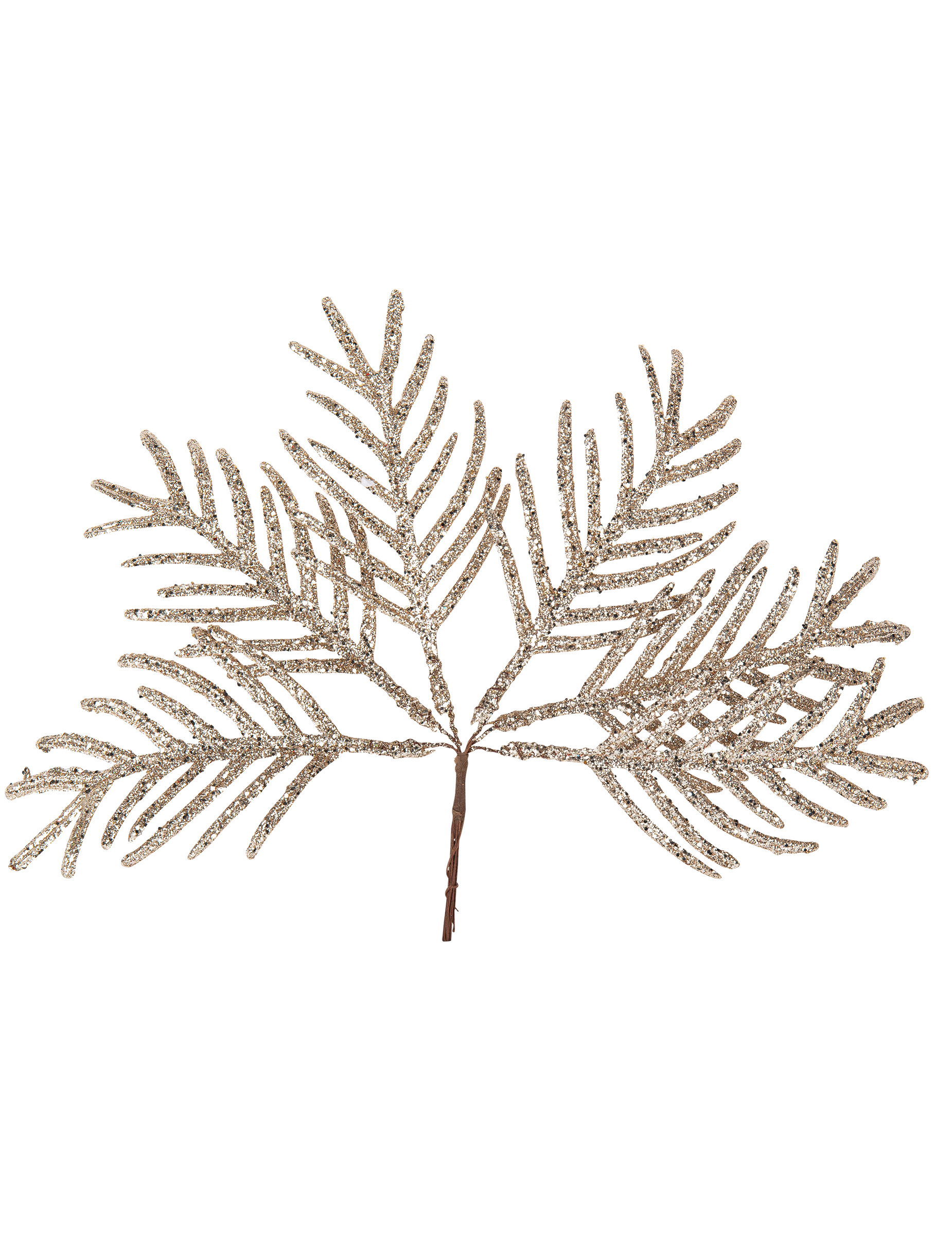 Tropischer Blätter-Ast Weihnachtsdeko Champagnerfarben 19 cm