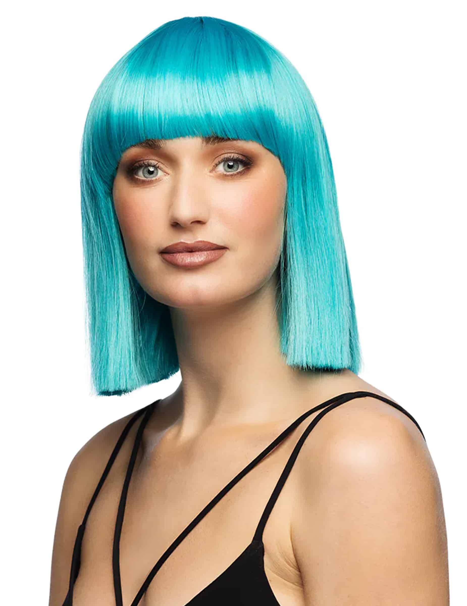 Türkisblaue Luxus-Bob-Perücke für Damen - stylingfähig