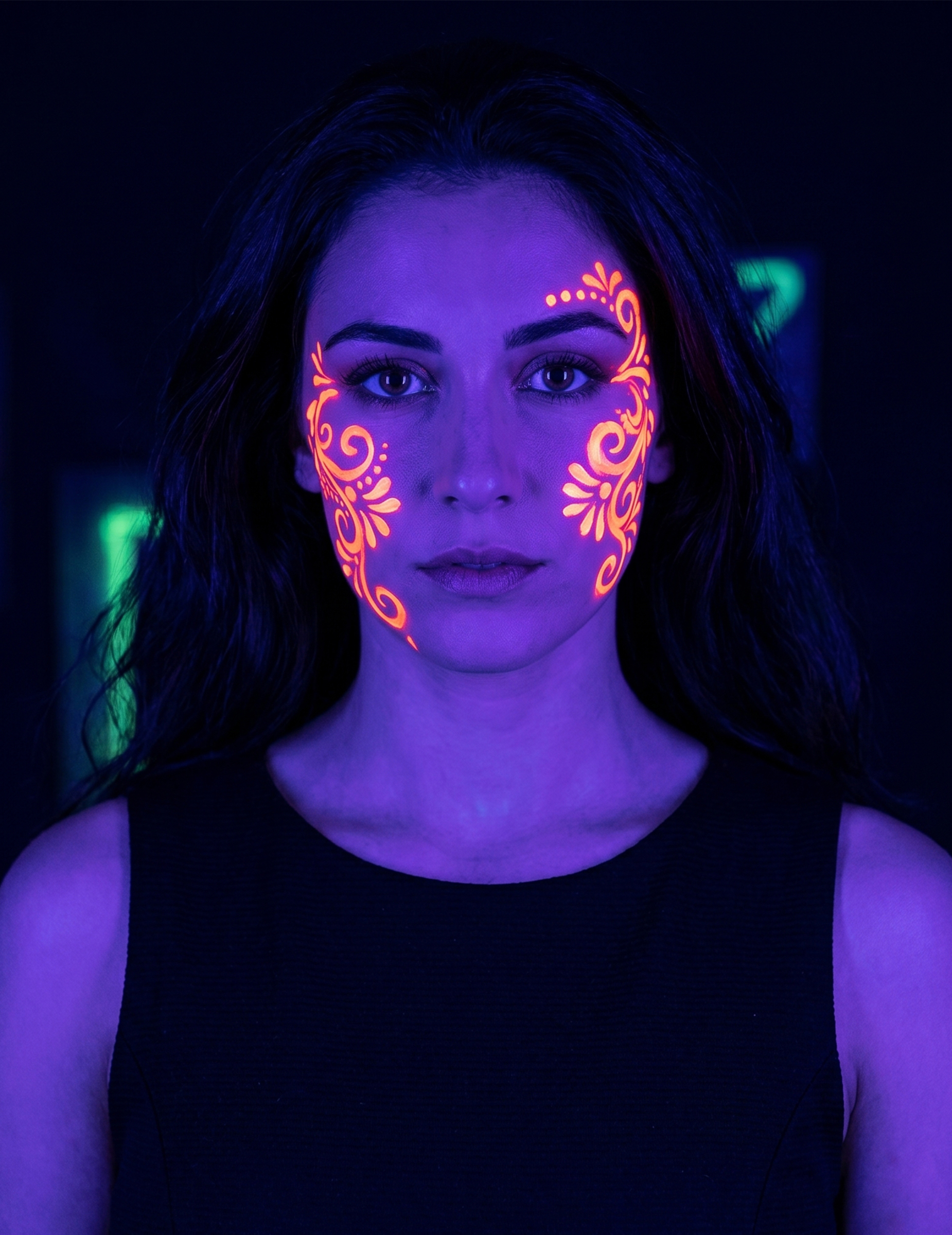 UV Make-up Neon orange für Erwachsene
