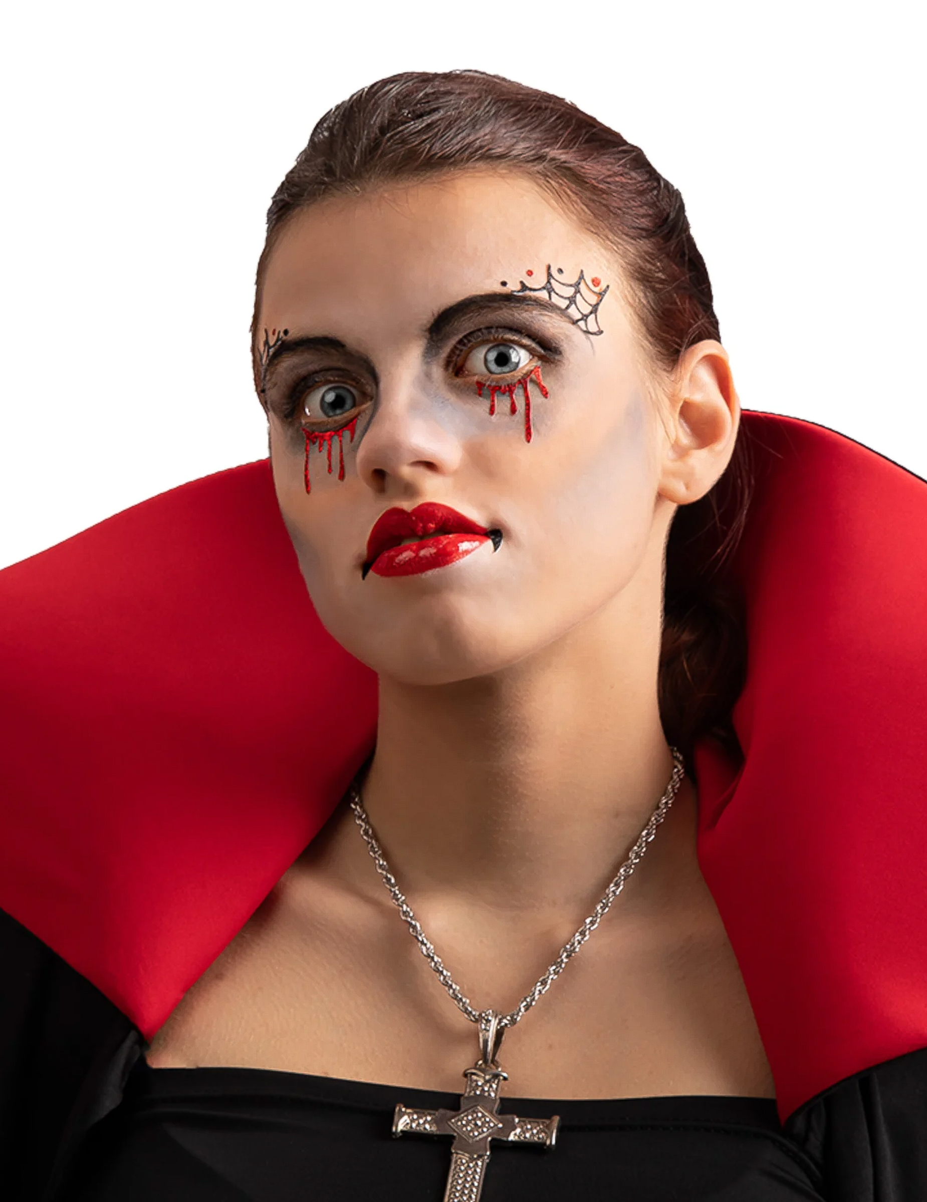 Vampir Make-Up-Set für Erwachsene selbstklebend 3-teilig